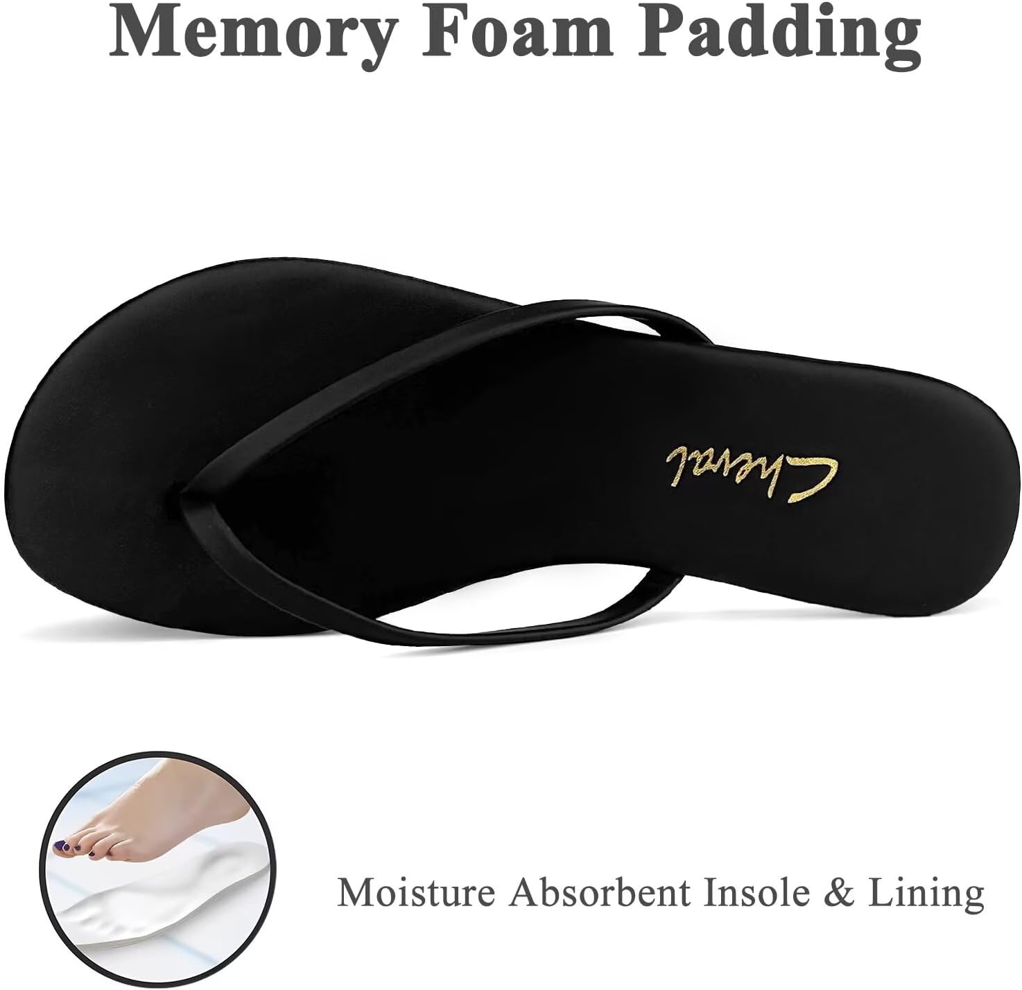 Detalle de Women's Flat Leather Flip-Flops, Dressy Thong Sandals for Summer