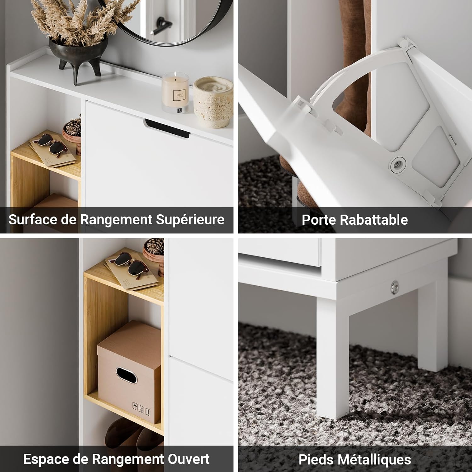 Thumbnail 6 de SoBuy Meuble à Chaussures Entrée - Armoire à Chaussures Blanc Compacte (FSR209-WN)