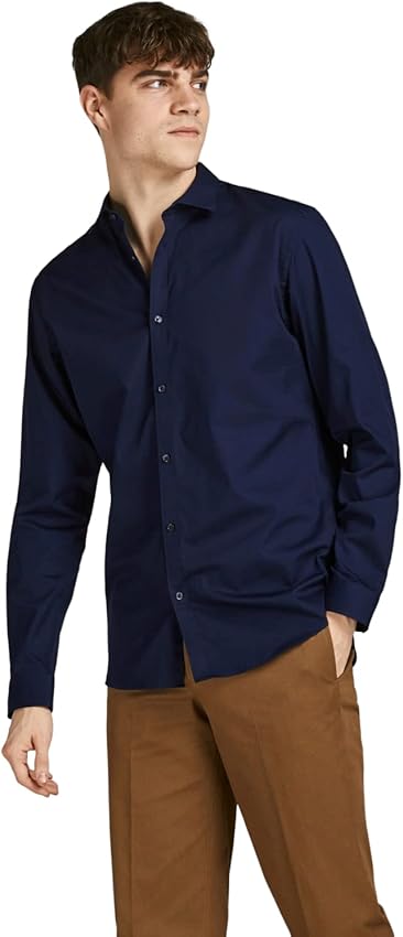Detalle de Jack & Jones Jprblacardiff Camiseta L/S Azul Marino para Hombre 🌊