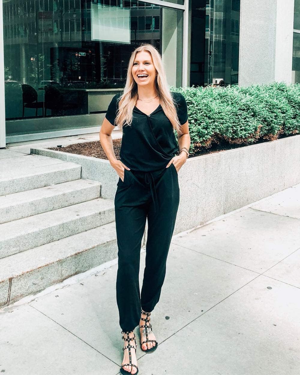 Detalle de PRETTYGARDEN Women’s 2026 Spring/Summer Jumpsuit: A Casual yet Dressy One-Piece Romper