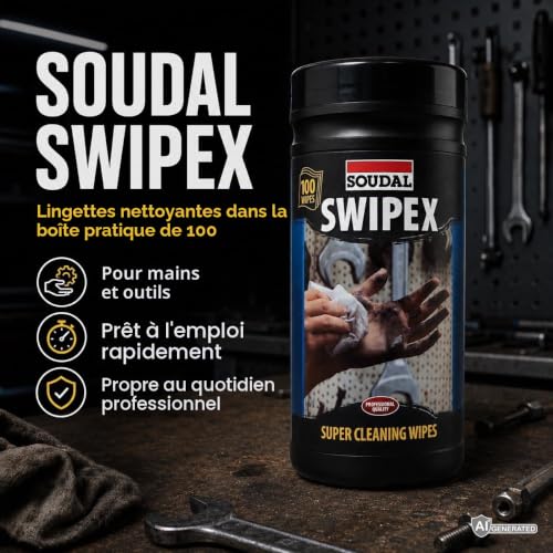 Detalle de Soudal Swipex Boîte de 100 Lingettes – Solutions pratiques pour les professionnels