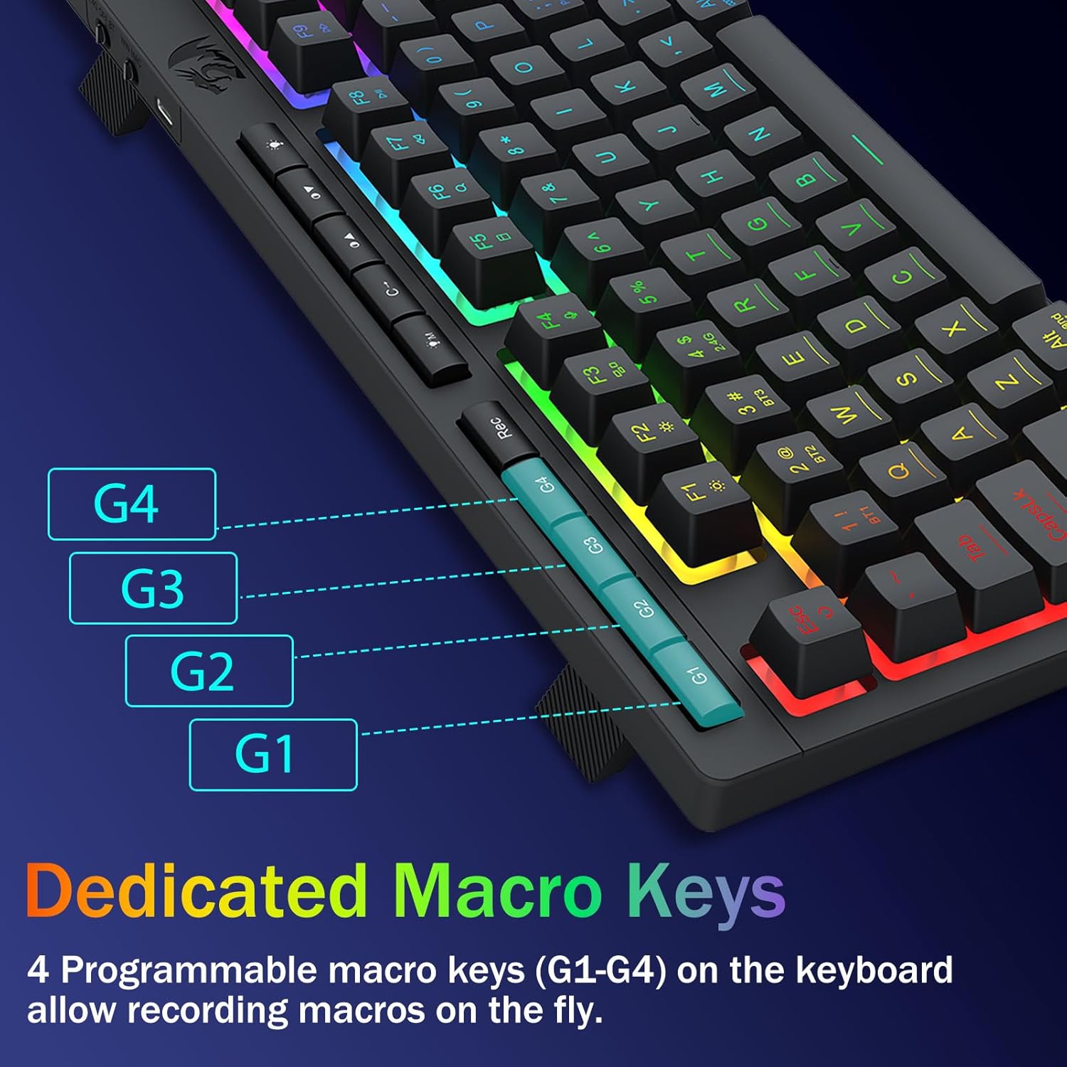 Thumbnail 3 de Redragon Wireless Gaming Keyboard (75% Tri-Mode) Bluetooth/2.4GHz/USB-C, RGB Macro Keys, Anti-Ghosting