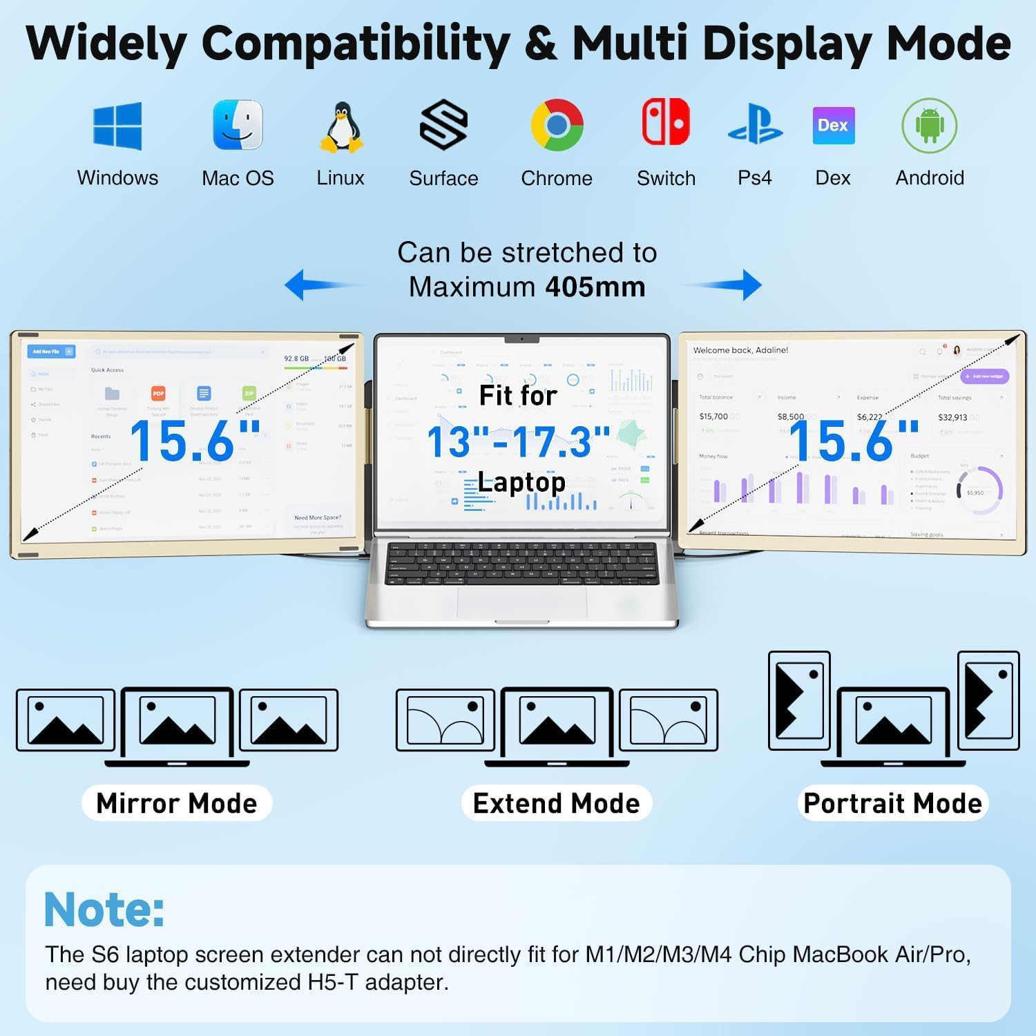 Thumbnail 2 de KEFEYA 15.6-Inch Laptop Screen Extender (Triple Portable Monitor), FHD 1080P, 120% sRGB, 235° Rotation