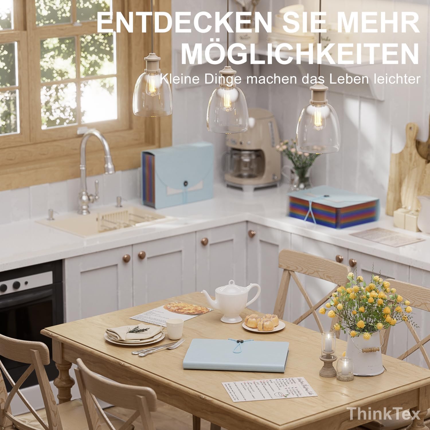 Thumbnail 5 de ThinkTex 12-Fächer Dokumentenmappe A4 (Morandi Blau) – A4 Sortiermappe mit Gummizug & Verschlussknopf