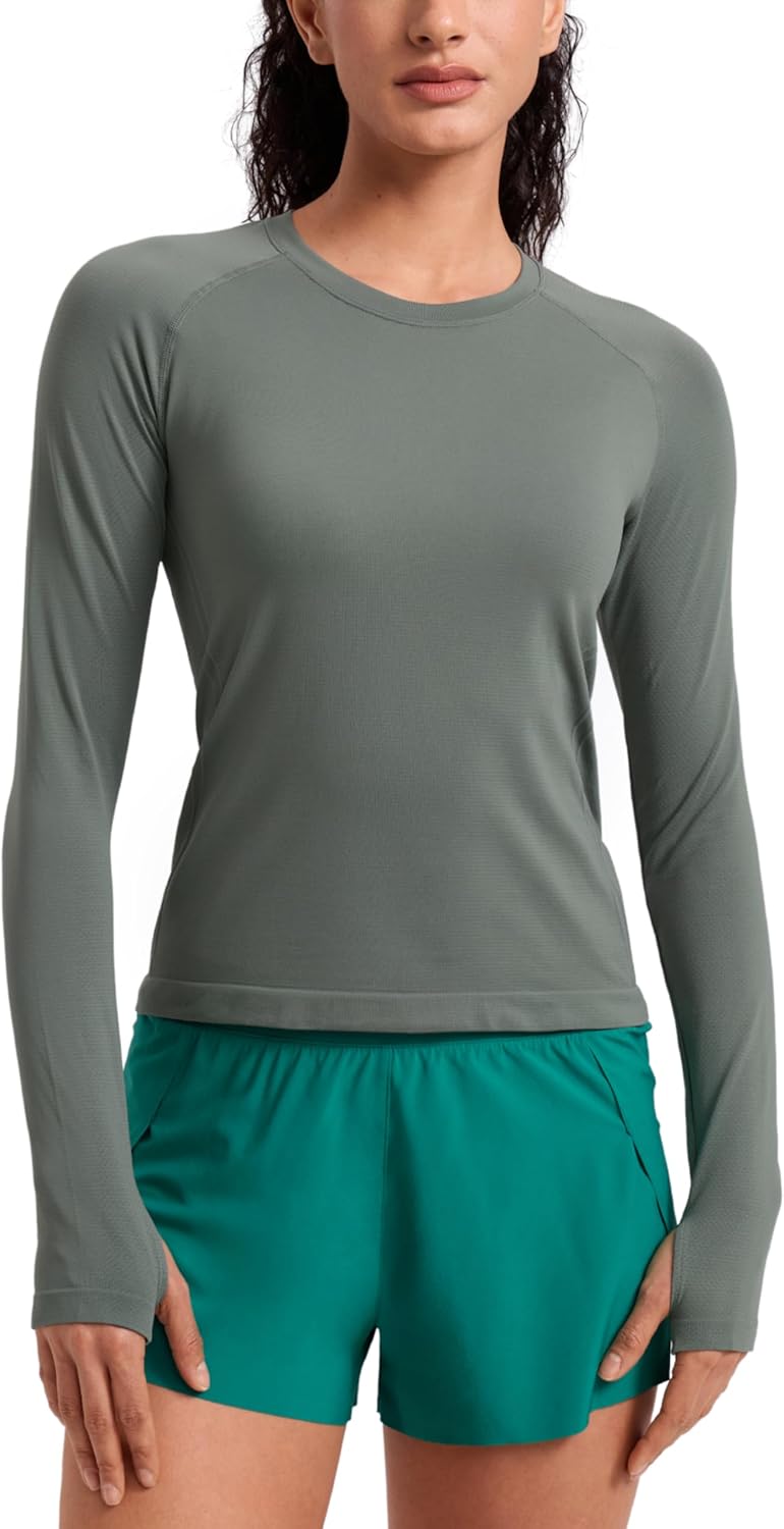 Thumbnail 6 de CRZ YOGA Femme sans Couture à Manches Longues - Tee-Shirt de Yoga Athlétique à Séchage Rapide avec Trous pour les Pouces