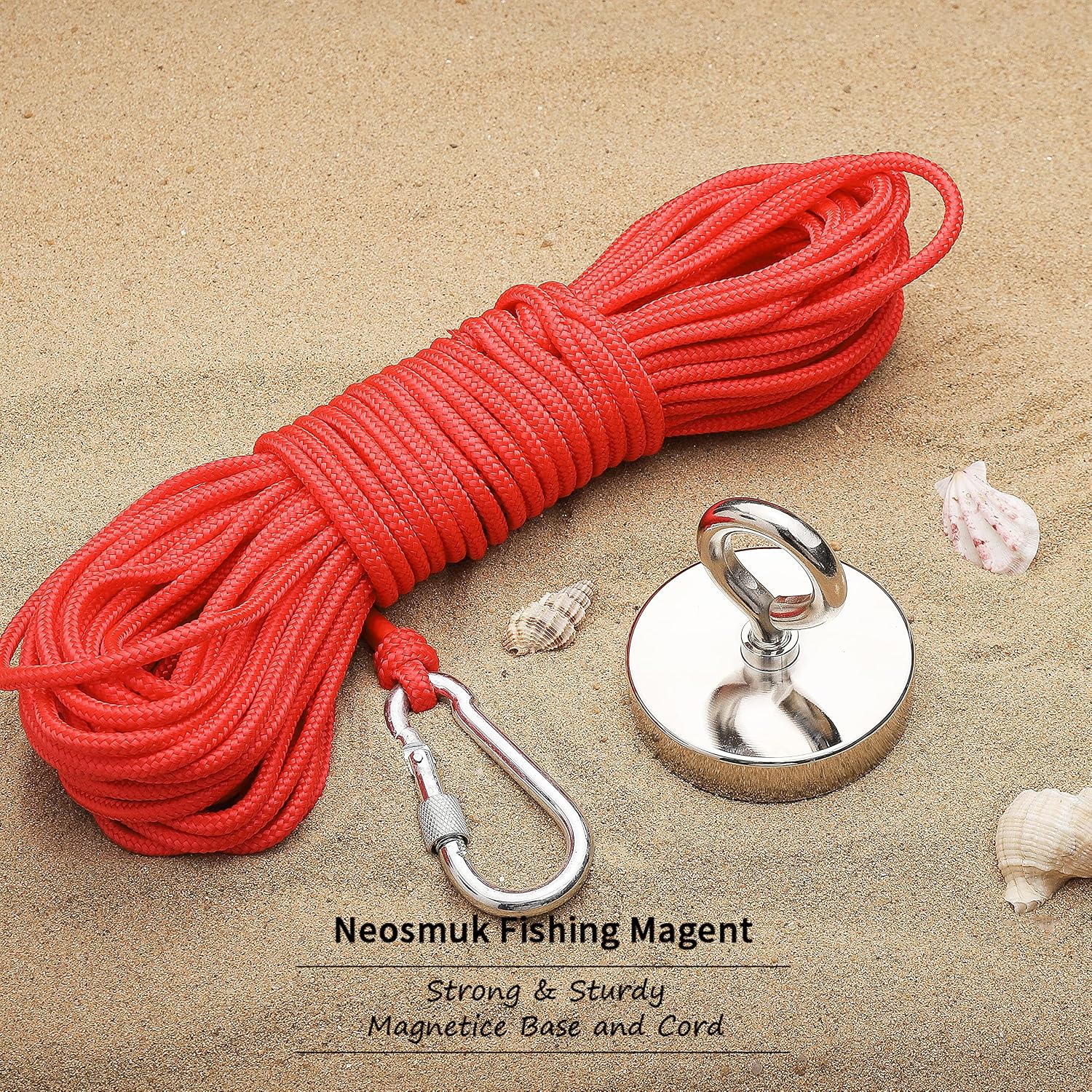 Thumbnail 1 de Neosmuk Magnet Fishing Kit: 800lb, 3in CNC Steel Base, 20m Rope for Lake, Beach, Lawn and New House