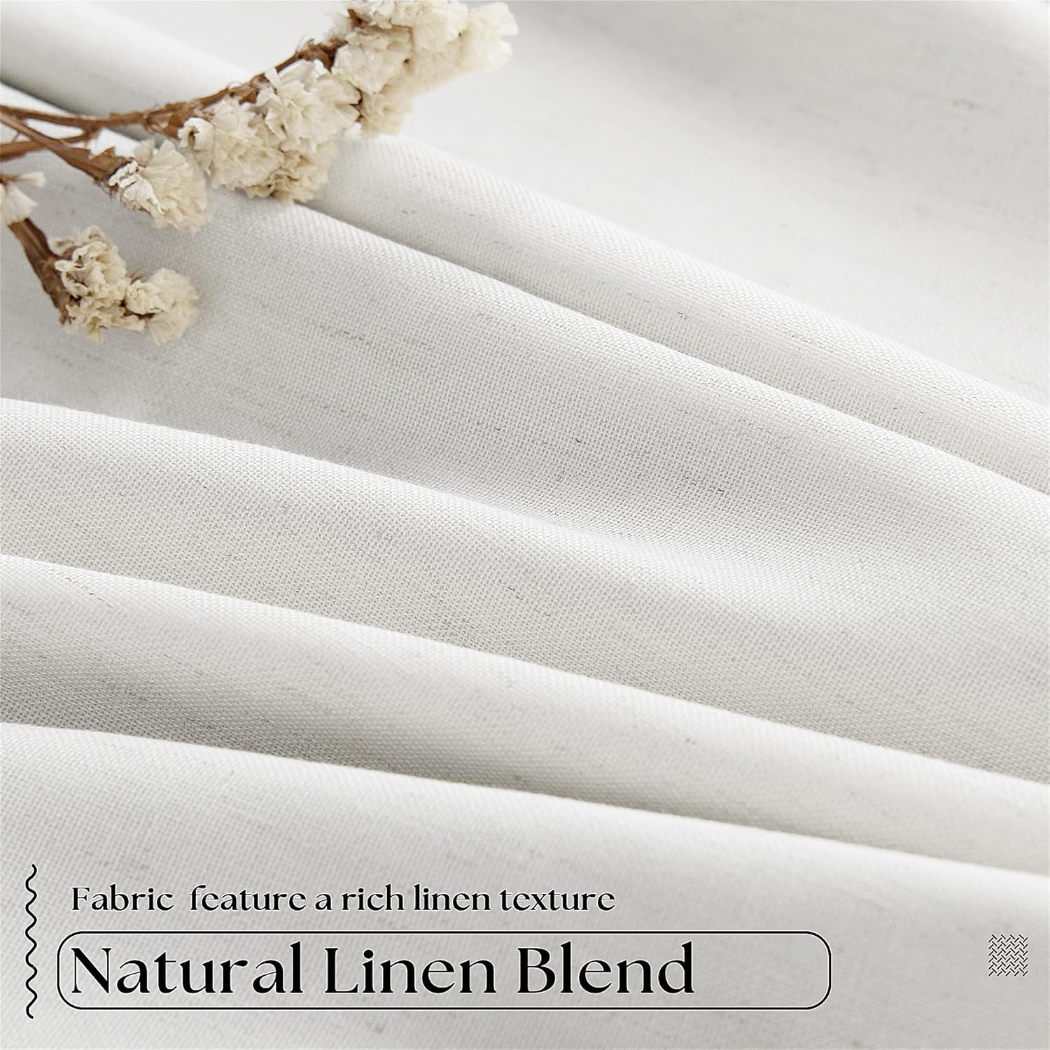 Thumbnail 4 de TWODRAPES 90-Inch Linen Blackout Curtains with Liner – Pinch Pleat, 2 Panels, Ivory