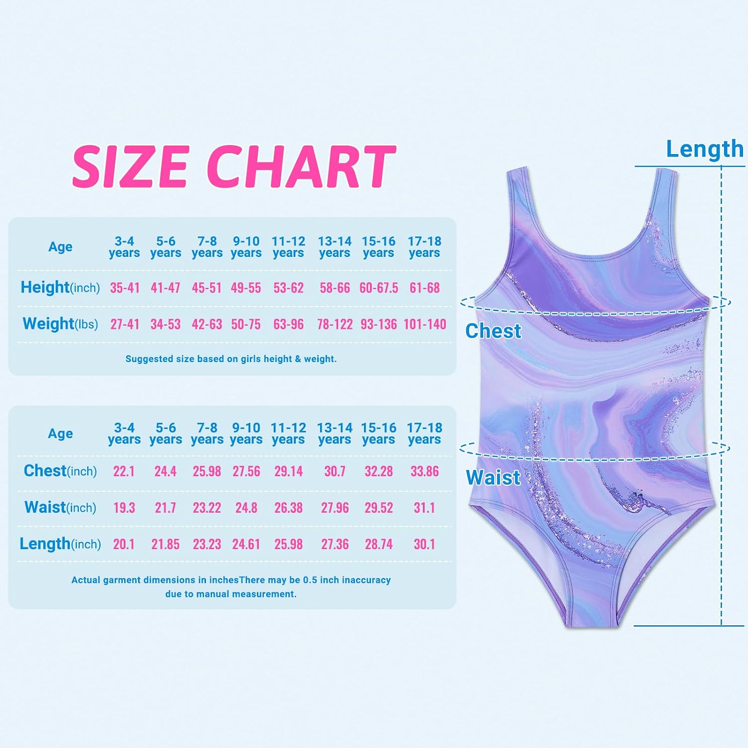Detalle 1 de Girls one piece swimwear with quick dry