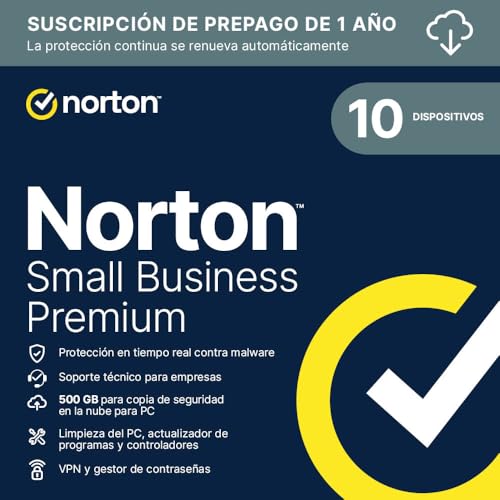 Detalle de Norton Small Business Premium para 10 dispositivos (12 meses, renovación automática) – Seguridad del dispositivo y copia en la nube