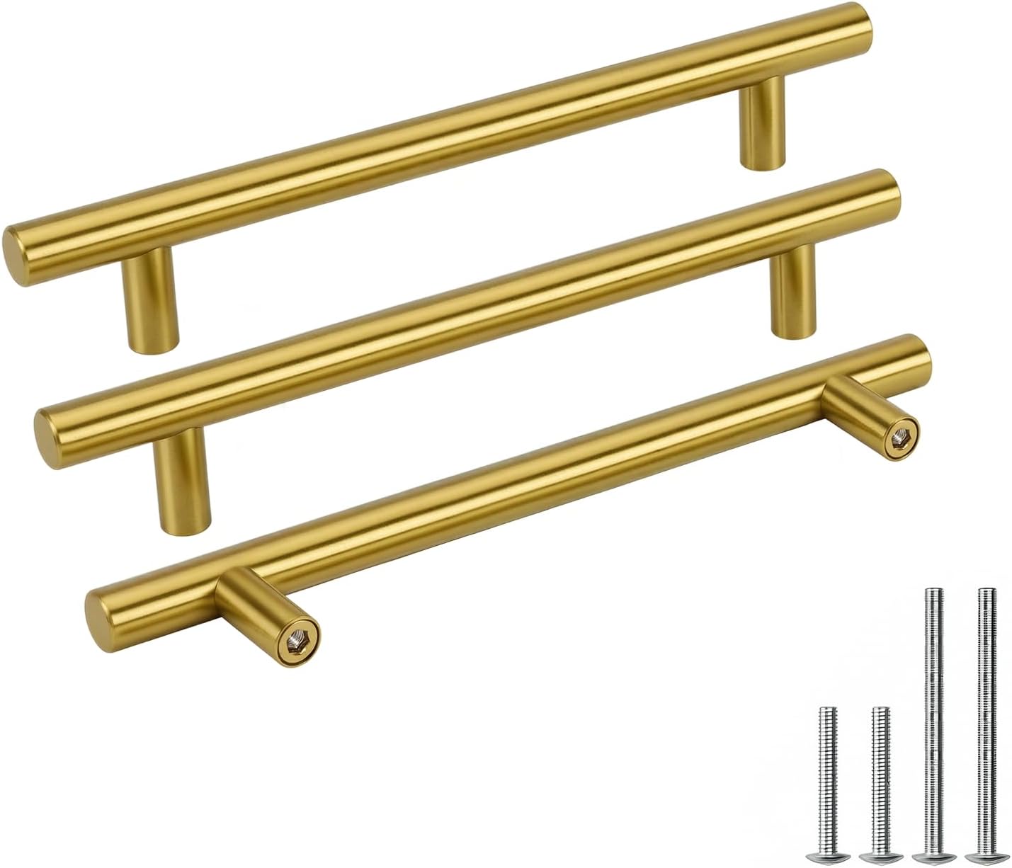 Detalle de Goldenwarm LS201GD192 Cabinet Pulls, Brushed Gold, 192 mm Hole Spacing, 10-Pack