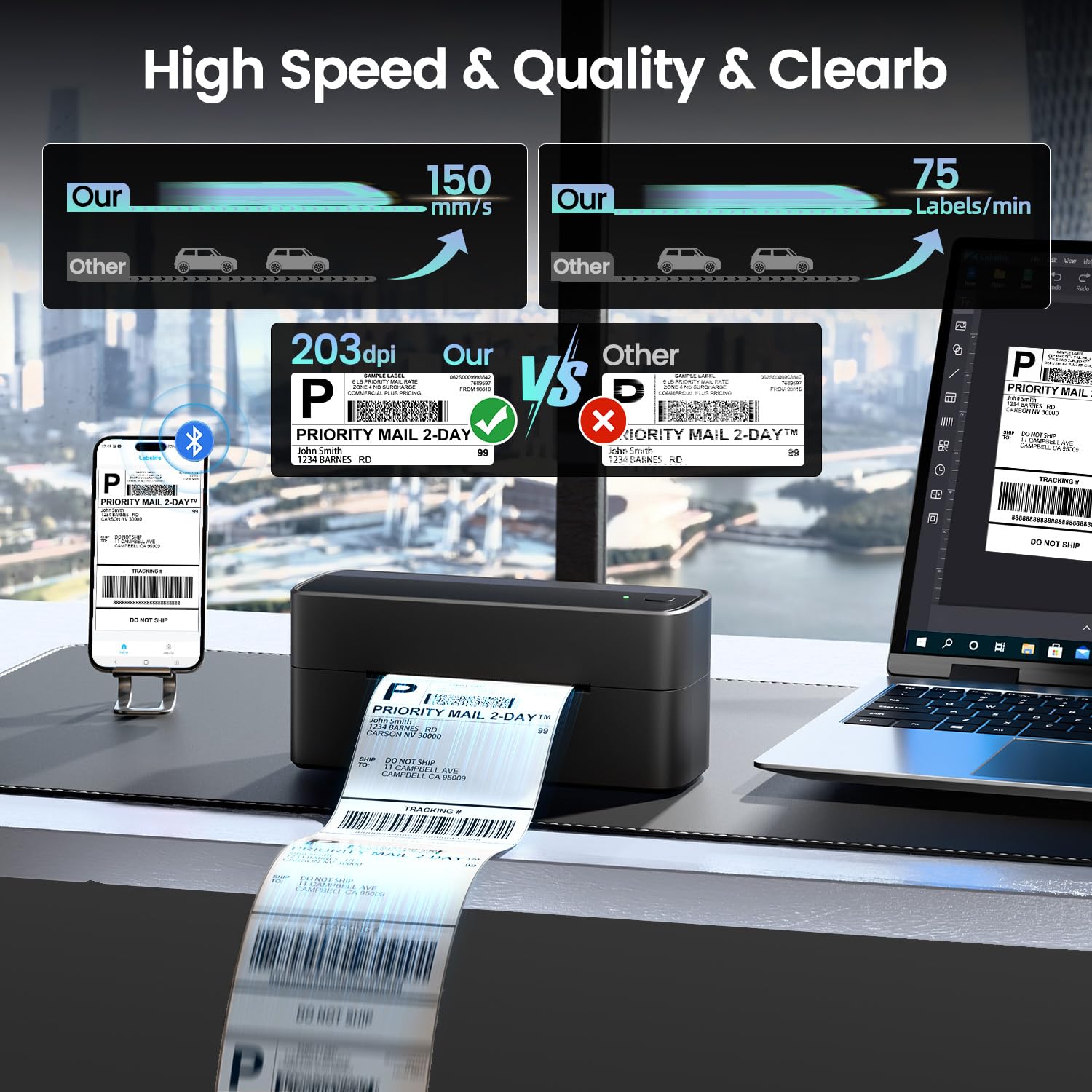Thumbnail 4 de Phomemo Stampante Termica per Etichette Bluetooth 4x6 – Stampa wireless affidabile per spedizioni e gestione magazzino