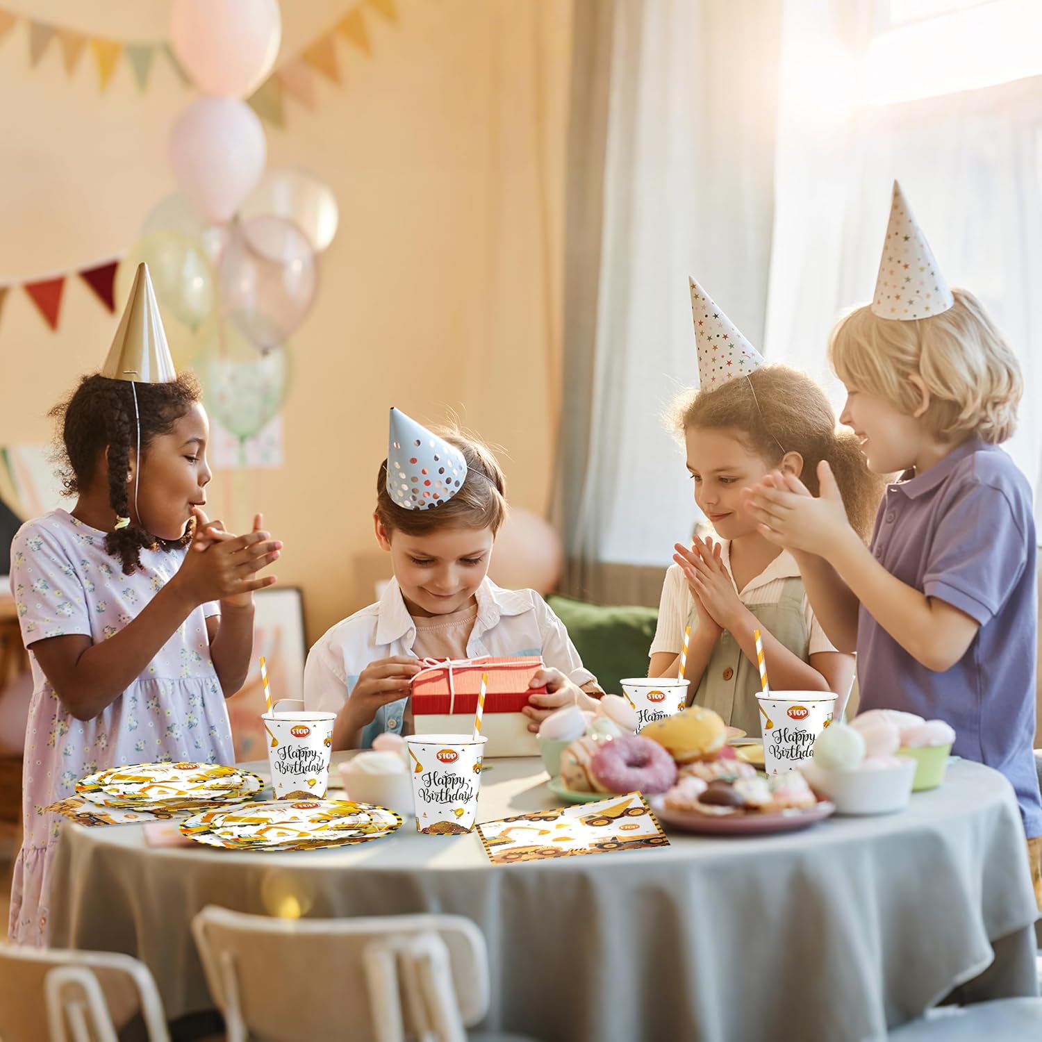 Thumbnail 6 de BuyCard Baustellen Partyzubehör Set – 60-teiliges Baubau-Feeling für Kinderfeste