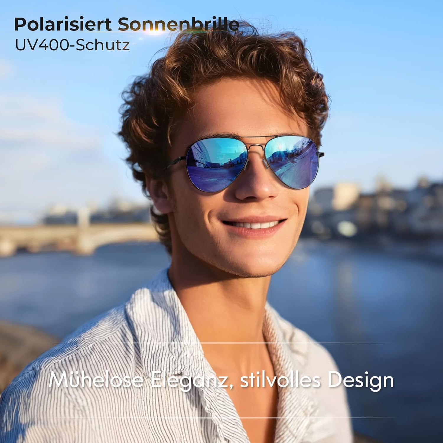 Detalle 2 de DADA-PRO Sonnenbrille Herren Polarisiert Pilotenbrille Metallrahmen UV400 – Unisex