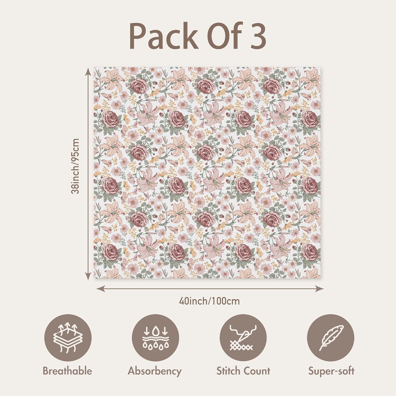 Detalle 2 de GLLQUEN Muslin Swaddle Blankets 3-Pack