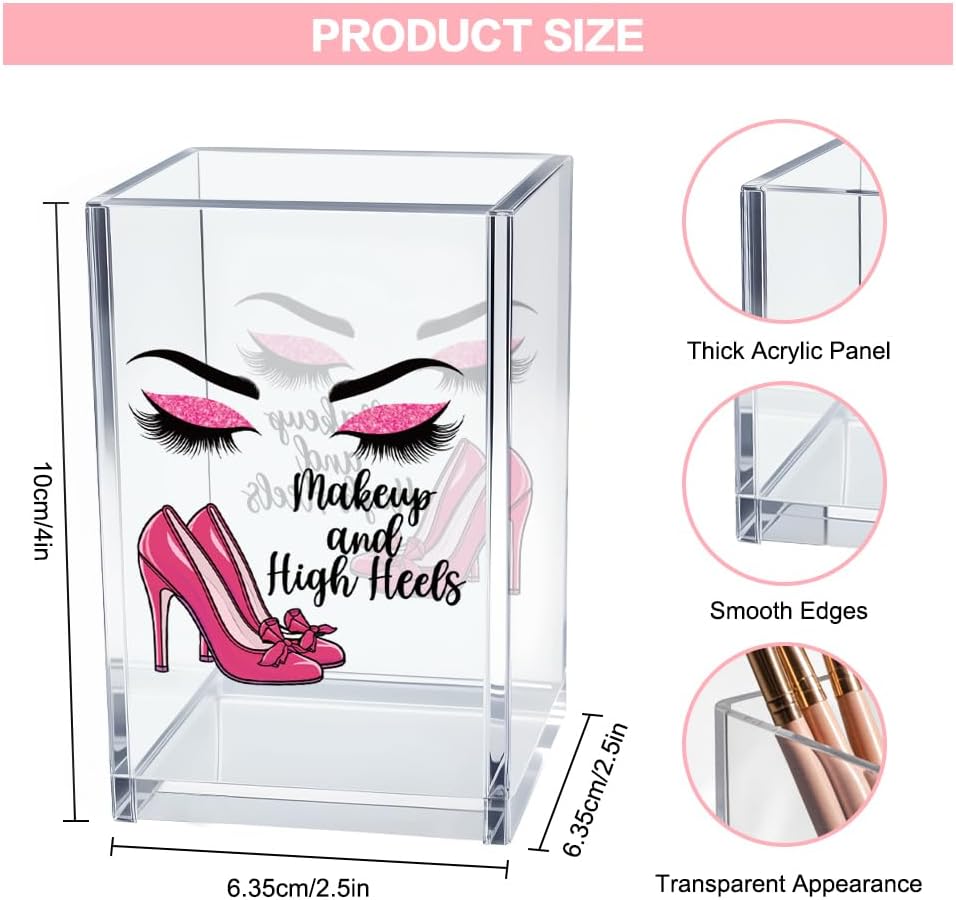 Detalle 2 de Vgrti Acrylic Makeup Brush Organizer, 2.5 x 2.5 x 4 Inches