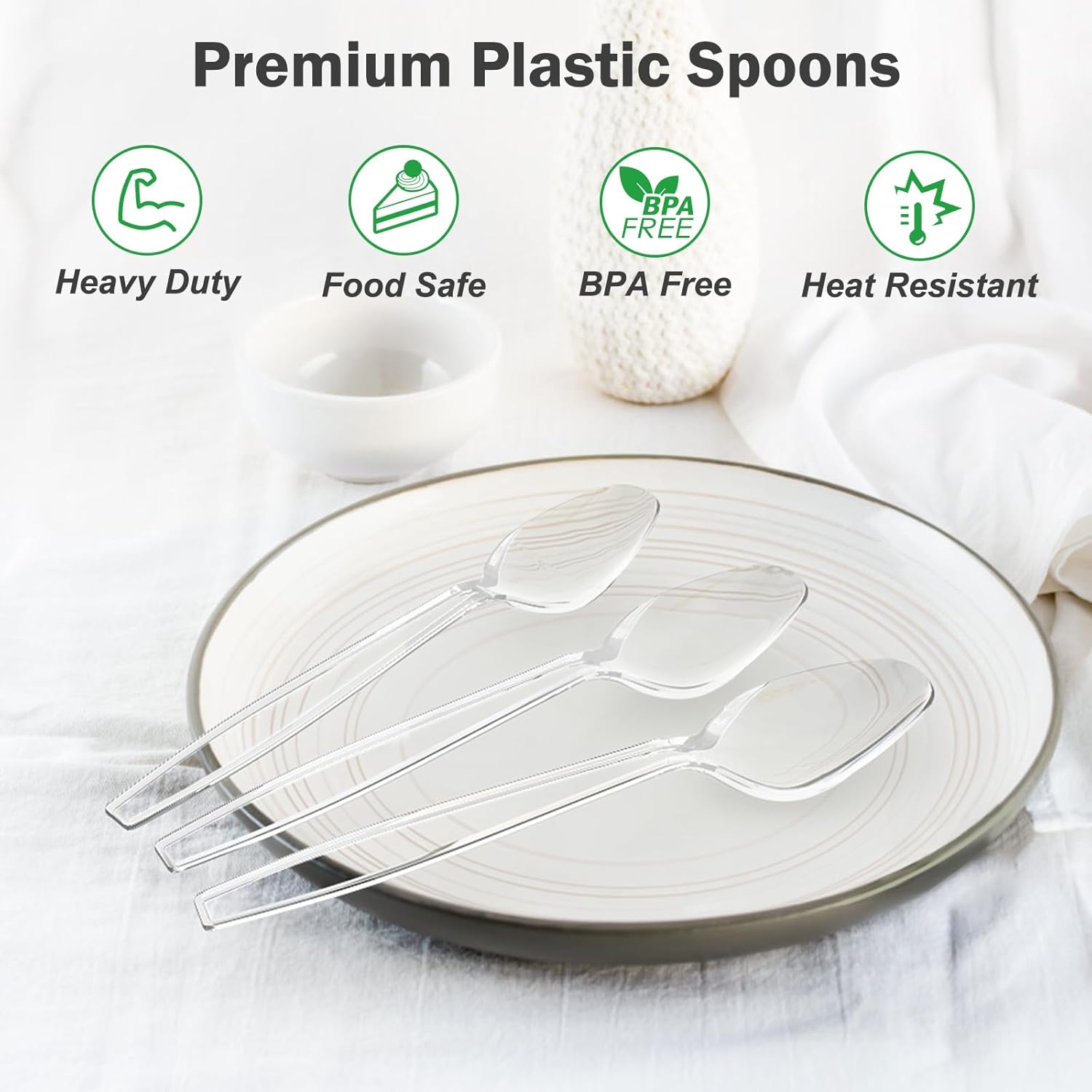 Detalle de Dealusy 360 Count Clear Plastic Spoons 360 pcs 🍽