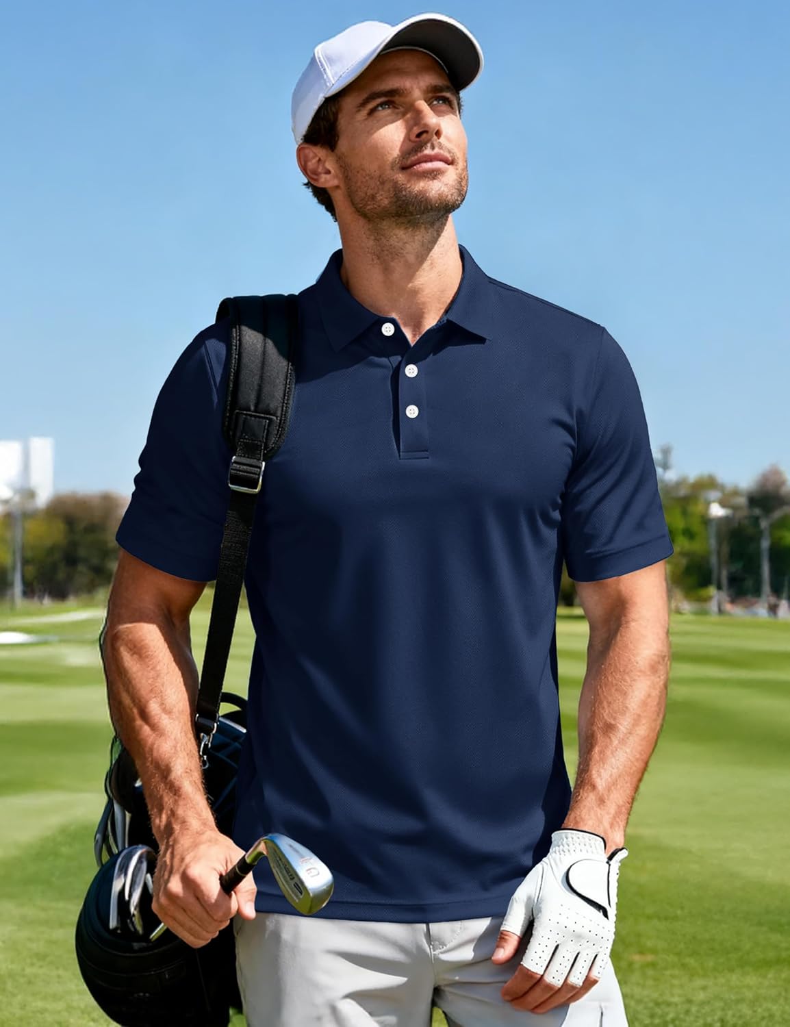 Detalle de MAGCOMSEN Men's Polo Shirts 3 Buttons: Quick-Dry Golf & Casual Polo
