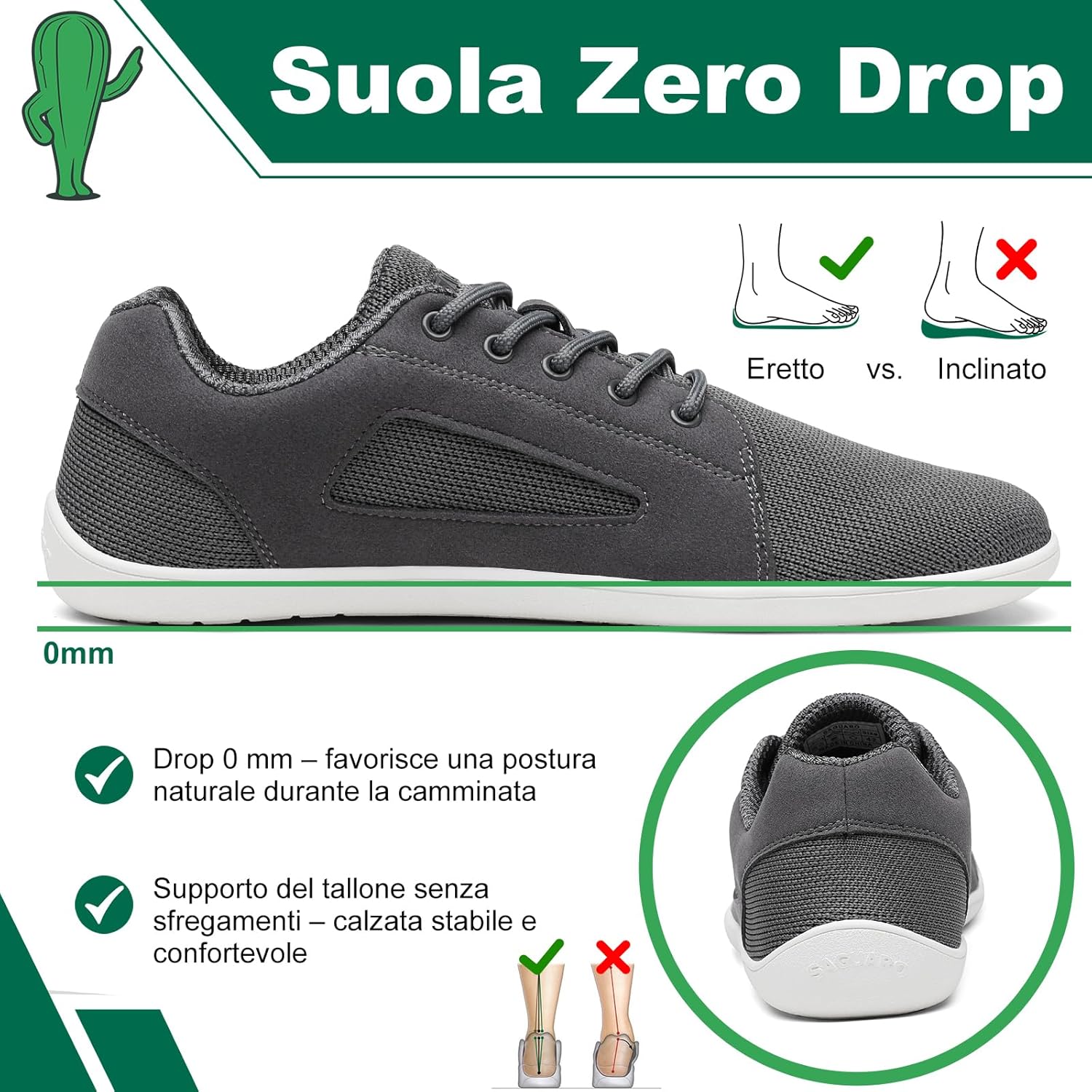 Thumbnail 2 de SAGUARO Unisex Scarpe Barefoot minimaliste con Punta Larga – Zero Drop, Suola Antiscivolo, Gr.36-46