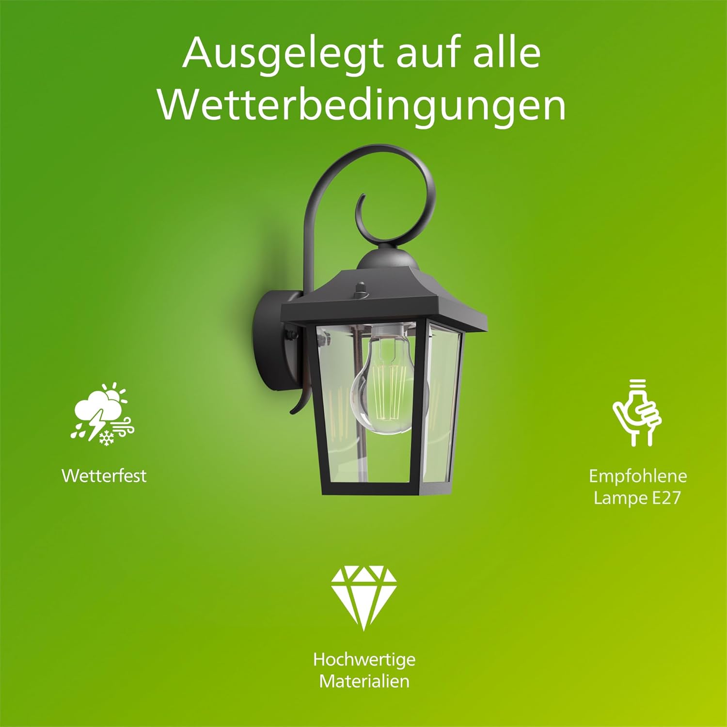 Thumbnail 1 de Philips Buzzard Außenwandleuchte – E27, IP44, schwarz