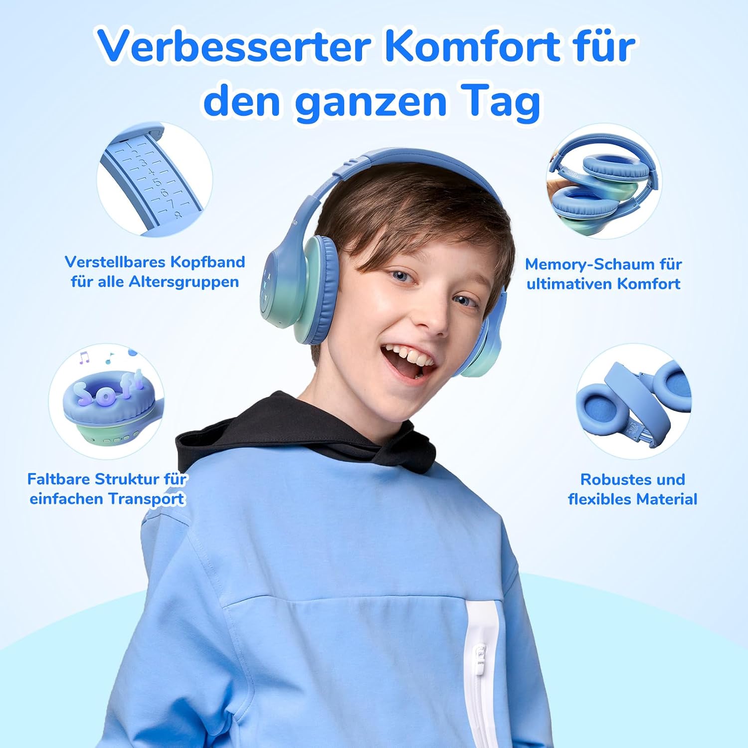 Thumbnail 4 de EarFun Kinder Bluetooth Kopfhörer 90 Std Akku
