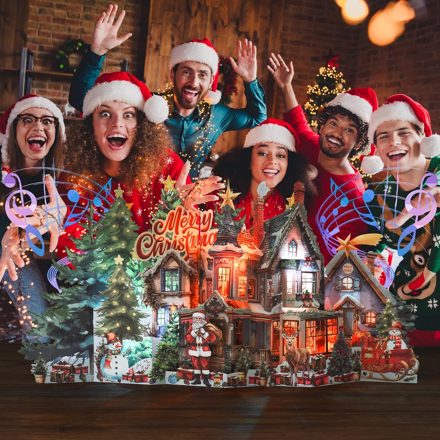 Detalle de TIKLANA C023-055 3D Musical Pop-Up Christmas Card with Lights
