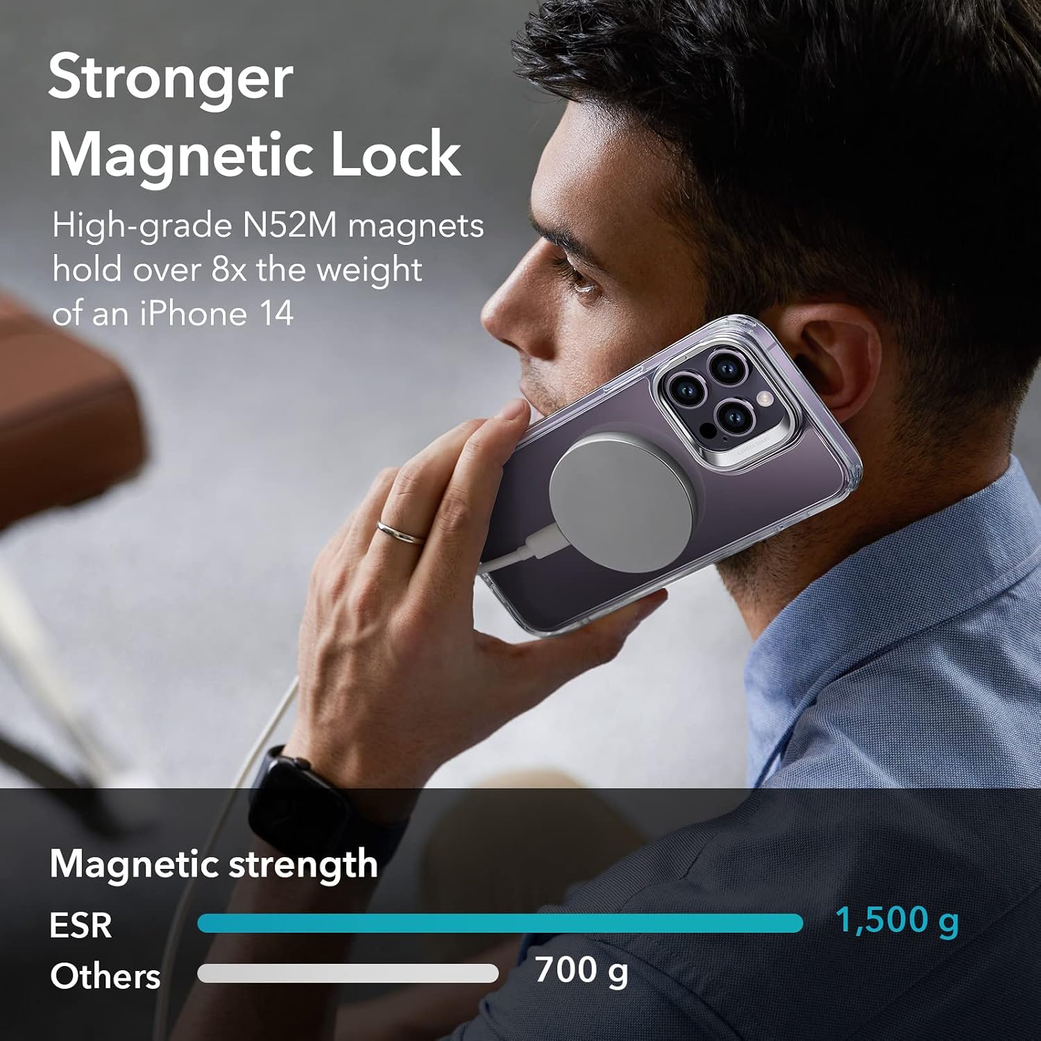 Detalle de ESR MagSafe Case for iPhone 14 Pro Max (Clear) with Built-In Stand