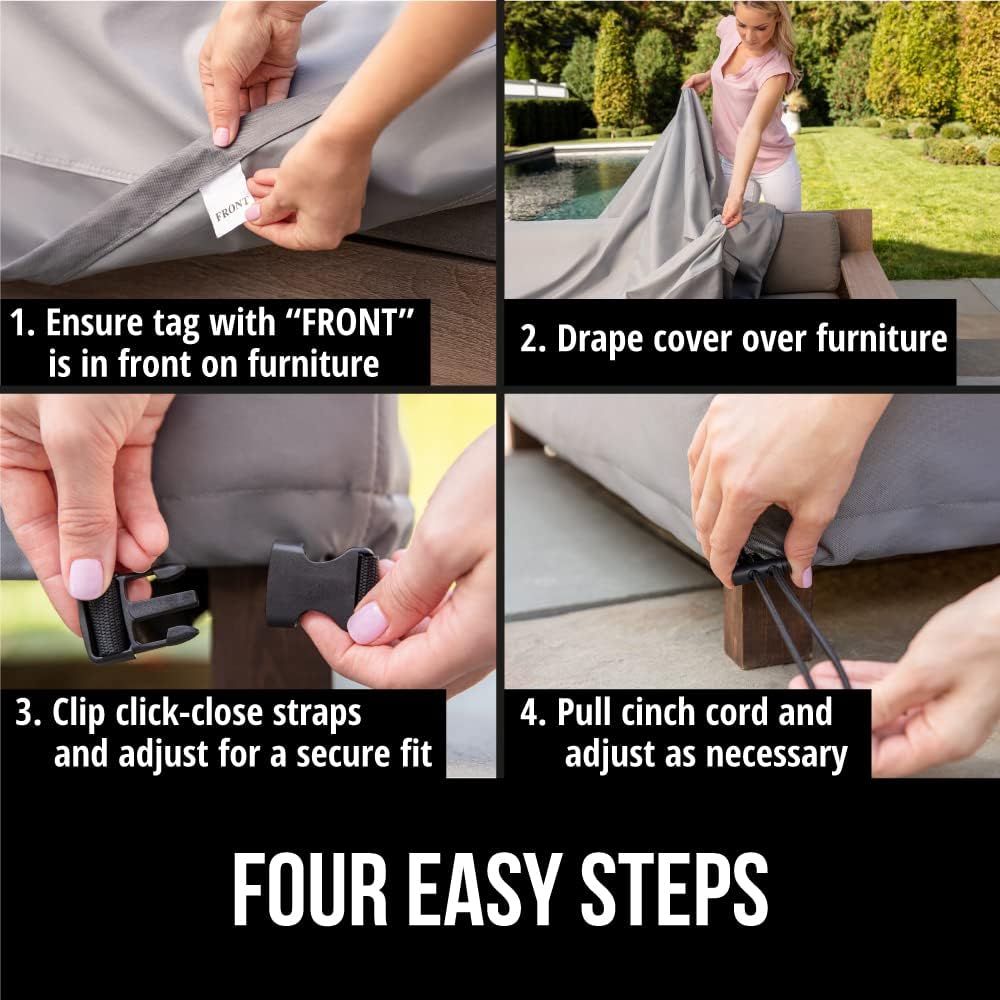 Thumbnail 6 de GORILLA GRIP 840316717892 Outdoor Sofa Cover, Waterproof 600D, 90-Inch Silver
