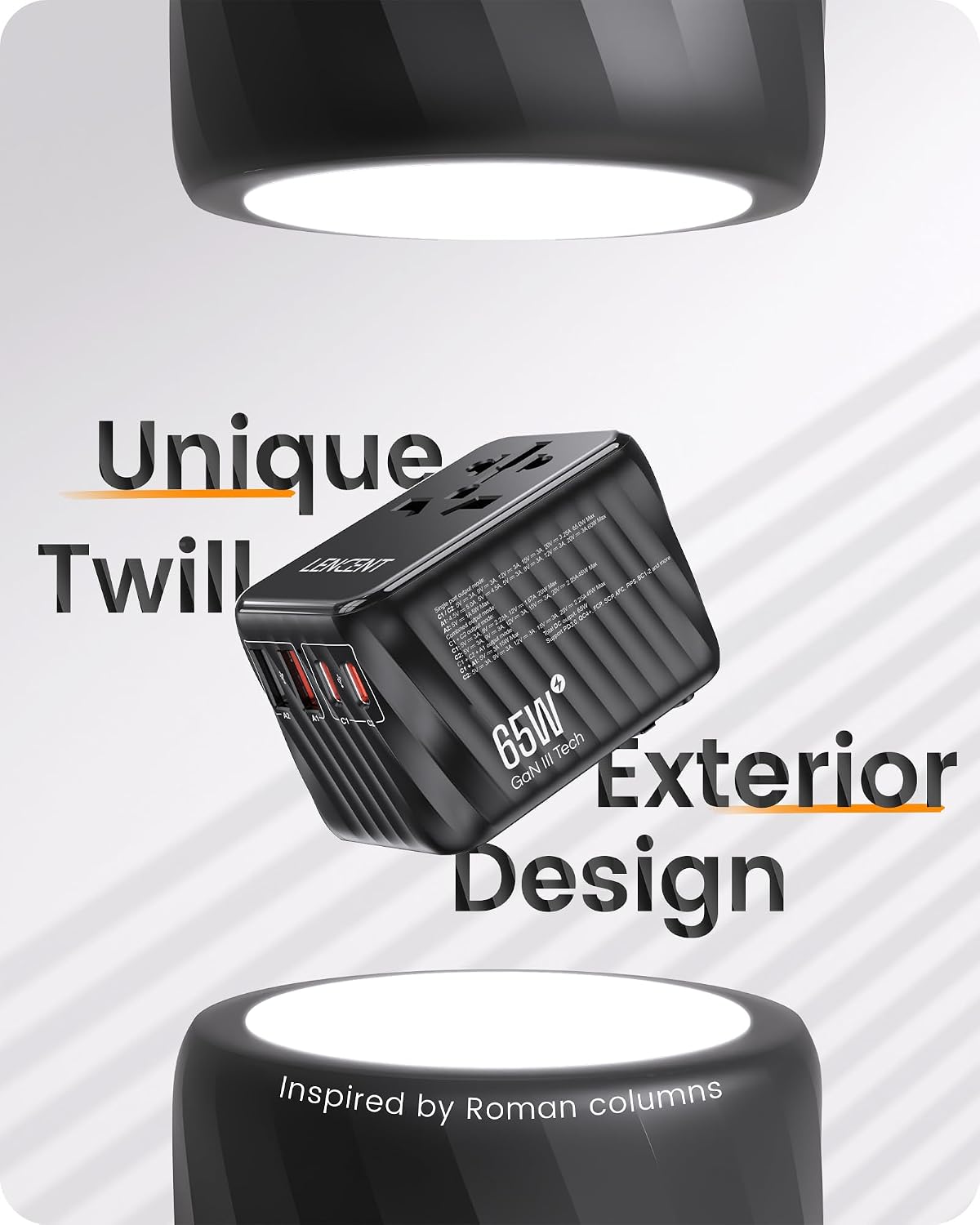 Thumbnail 3 de LENCENT Internationaler Reiseadapter 65W GaN3