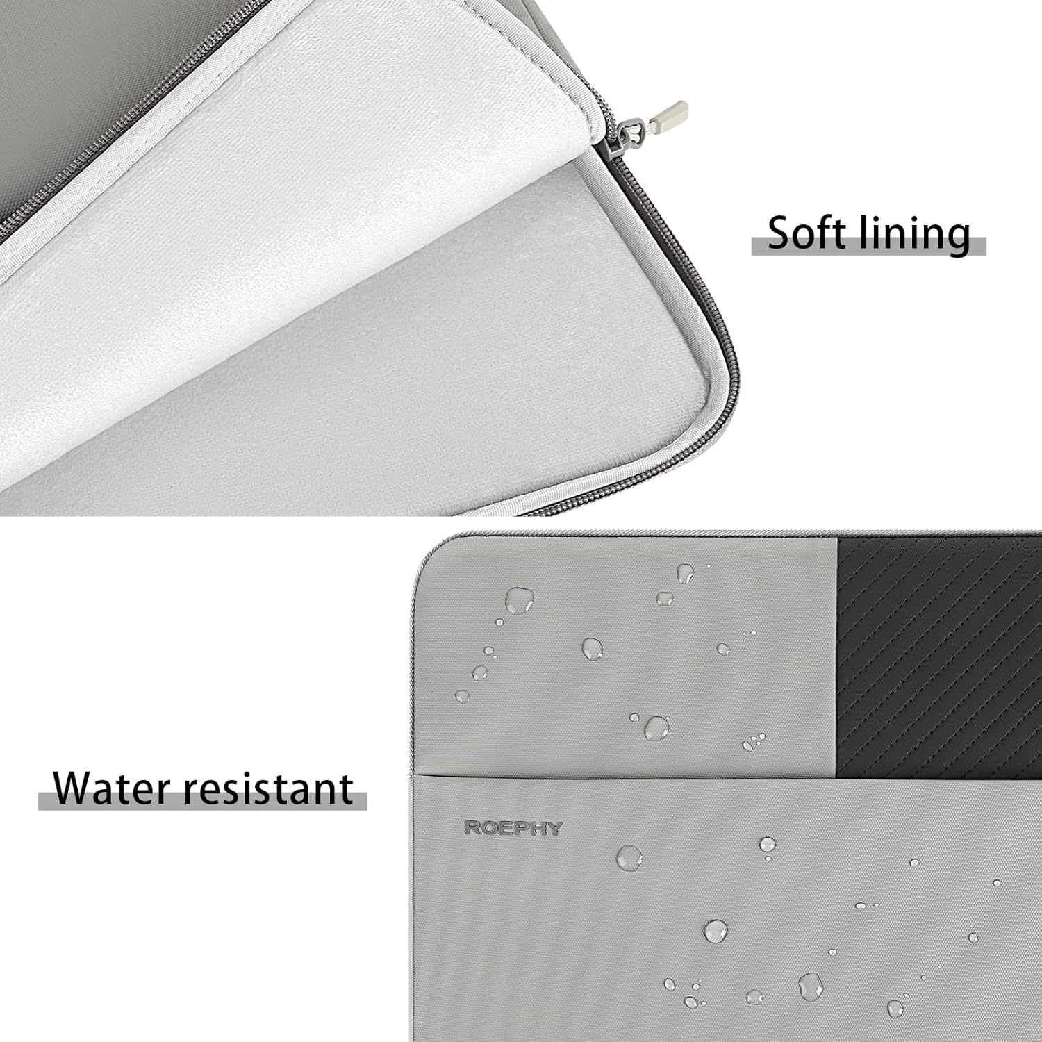 Detalle de ROEPHY Laptop Tasche für 16 Zoll – wasserdichtes Laptop Sleeve in Grau