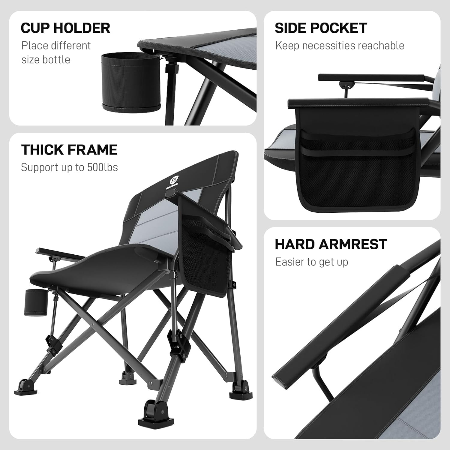 Thumbnail 6 de EVER ADVANCED Oversized Folding Camping Chair 230kg