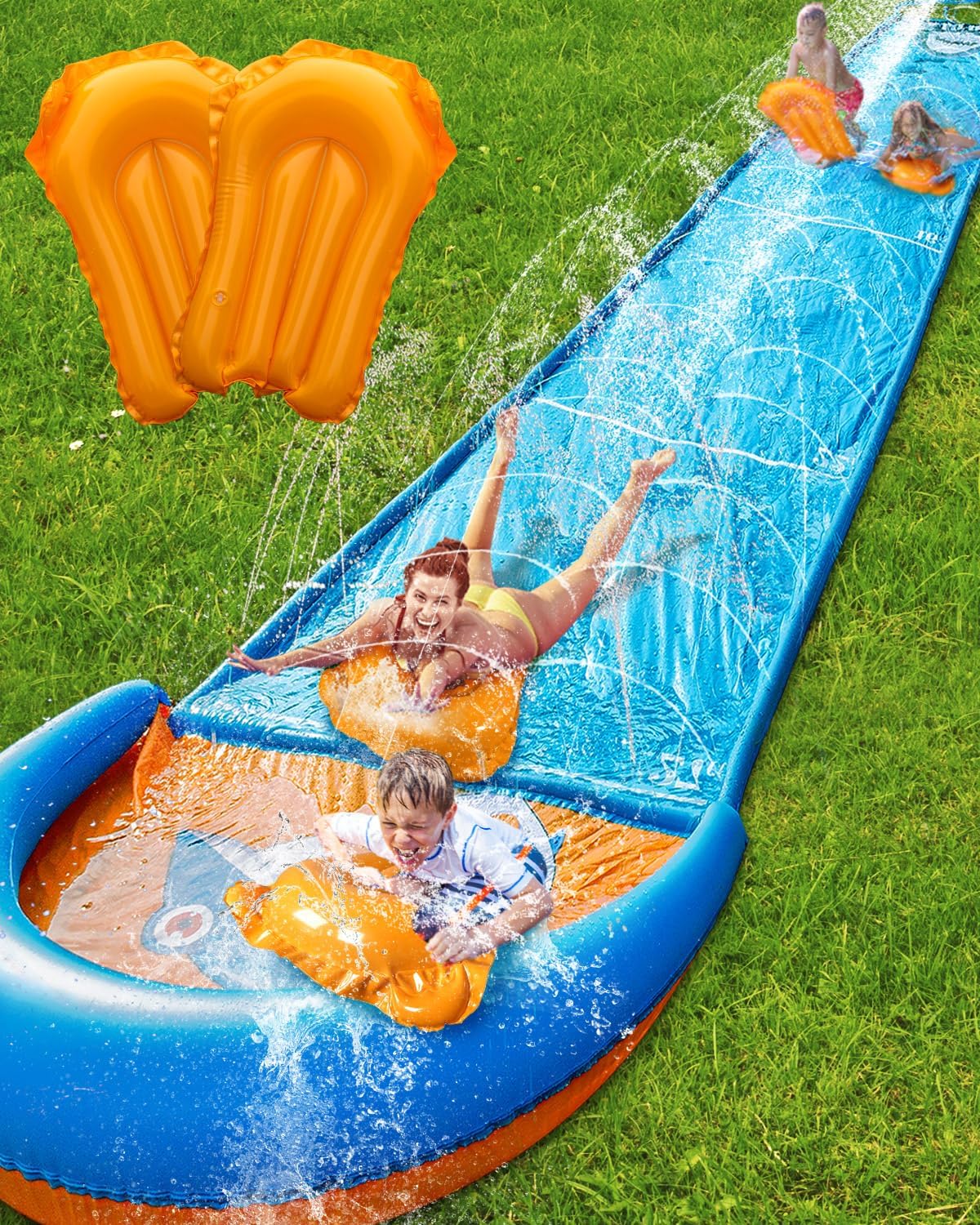 Detalle de Spring Water Slip and Water Slide 32FT: Backyard Shark Theme for Kids & Adults