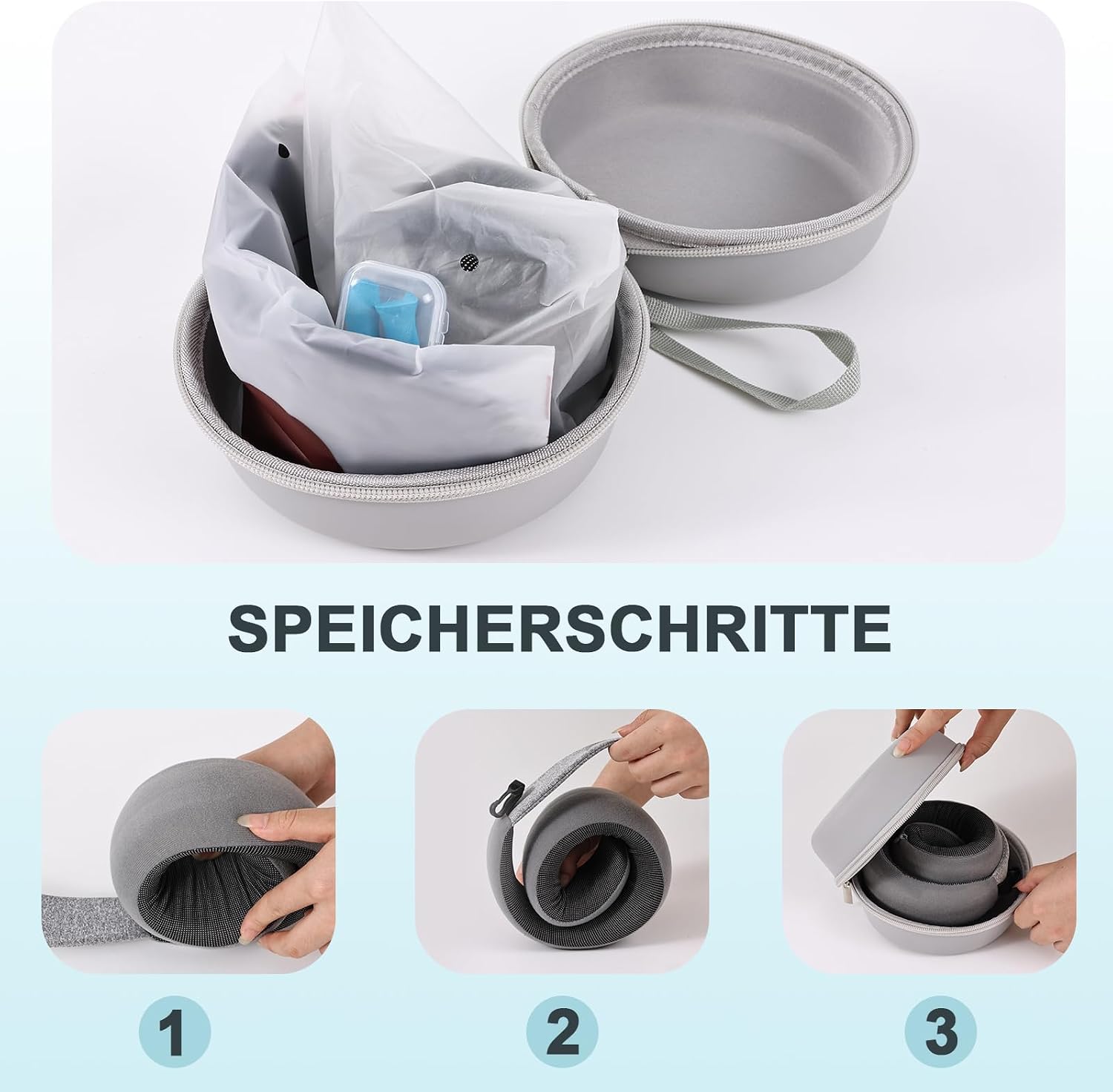 Thumbnail 2 de Nackenkissen Flugzeug mit Memory Foam – inkl. Ohrstöpseln, Augenmaske & Tragetasche