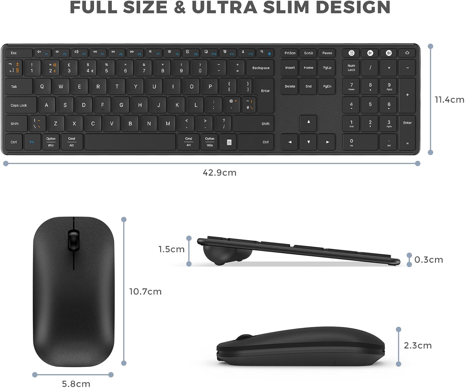 Thumbnail 5 de seenda SKM64-3 Wireless Bluetooth Keyboard & Mouse Set (QWERTY UK) – Ultra-slim rechargeable multi-device