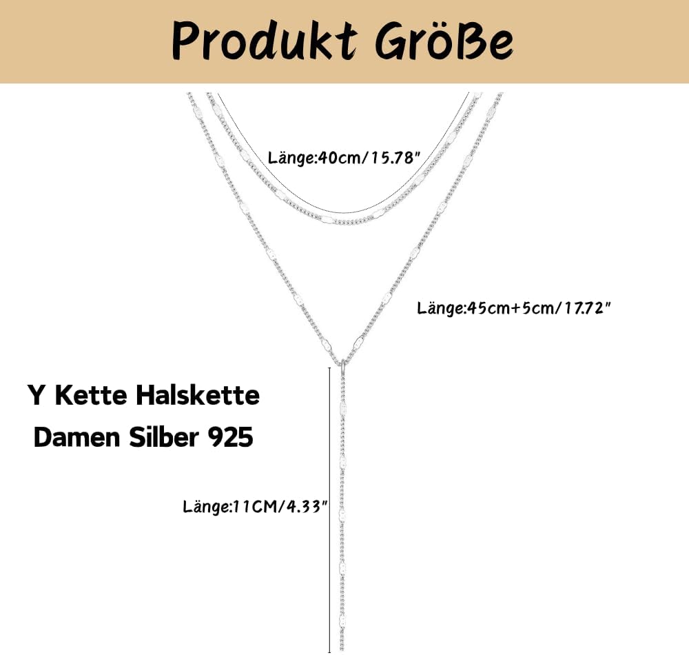 Thumbnail 6 de Meteorstarry Lange Y-Kette mit Anhänger aus 925er Sterling Silber – Boho-Layering–Doppelkette
