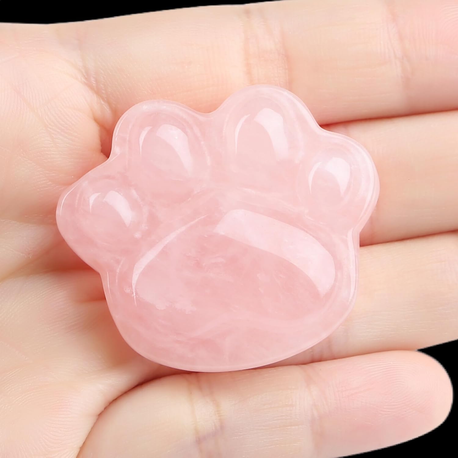 Thumbnail 1 de MAIBAOTA Pink Cat Paw Rose Quartz Worry Stone