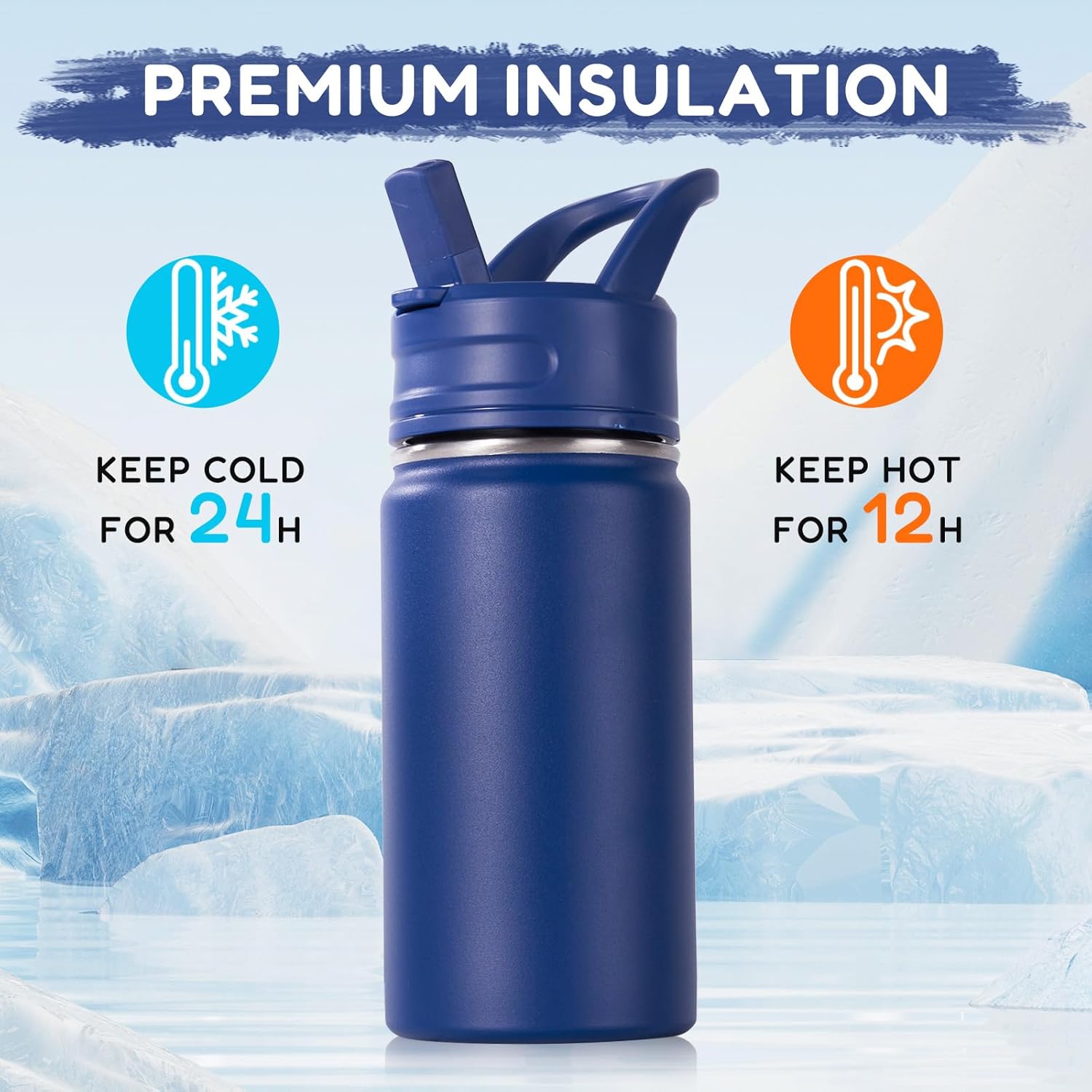 Thumbnail 4 de Fijinhom 12oz Kids Water Bottle (BPA-Free, Leak-Proof, Insulated) with Straw – Blue