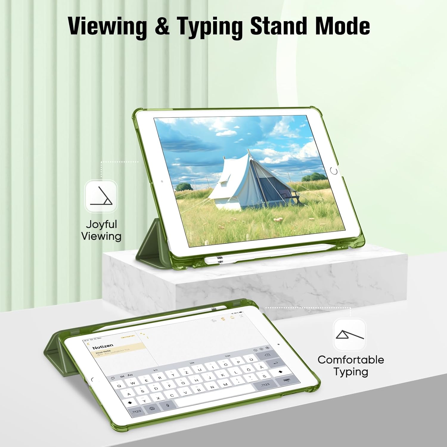 Thumbnail 2 de Fintie Hülle für iPad 9. Generation / iPad 8. / iPad 7 (10,2 Zoll) mit Stifthalter, Auto Schlaf/Wach – Olivgrün