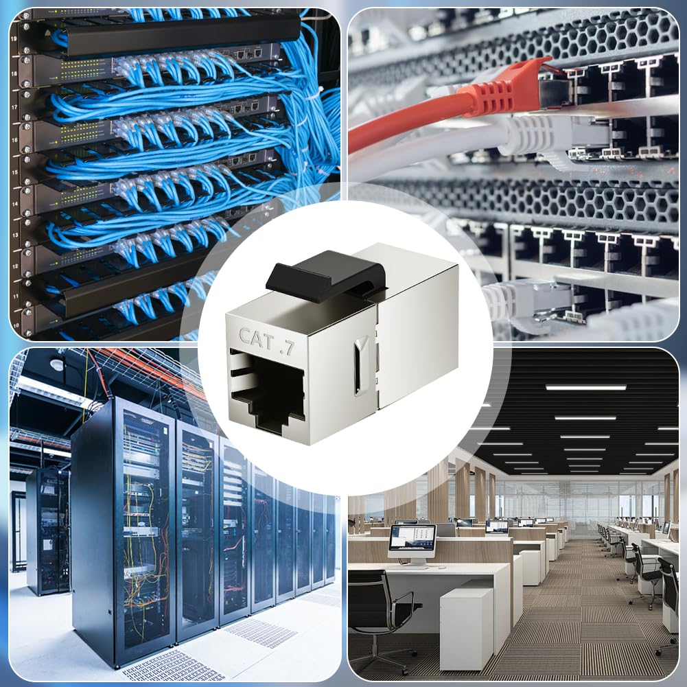 Detalle de OFFCUP CAT 7 RJ45 Keystone Modules, 5-Pack, Tool-Free, 10 Gbit/s