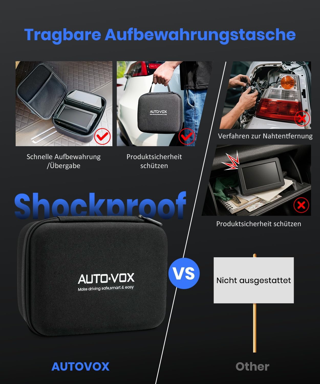 Thumbnail 1 de AUTO-VOX kabellose Rückfahrkamera mit Solar & Magnet, 5" 1080P Monitor (bis 115 m)