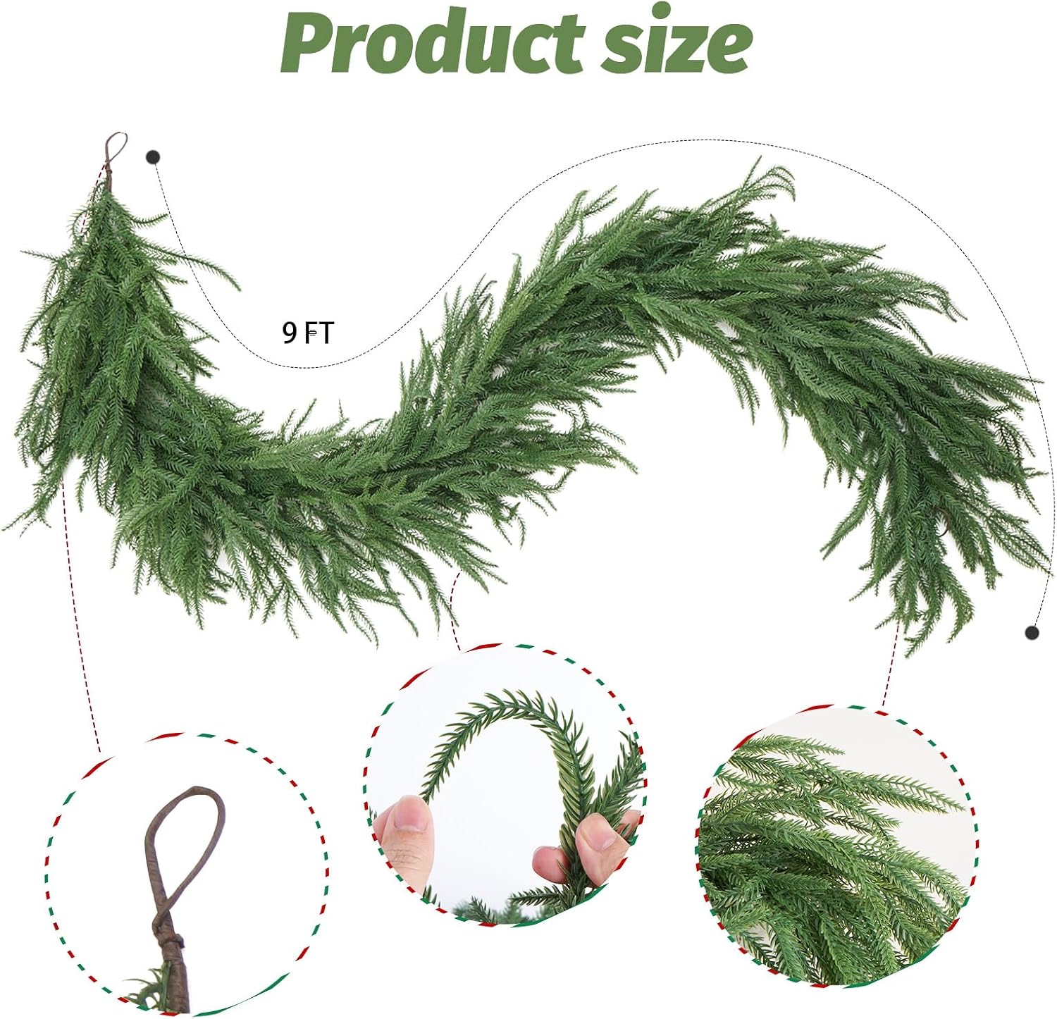 Thumbnail 1 de Artificial Norfolk Pine Garland 9 ft