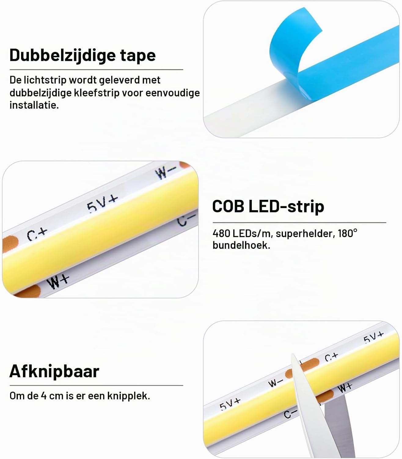 Thumbnail 3 de LRGBST 260624 COB-ledstrip van 3 m, dimbaar en instelbaar van 2700K tot 6500K