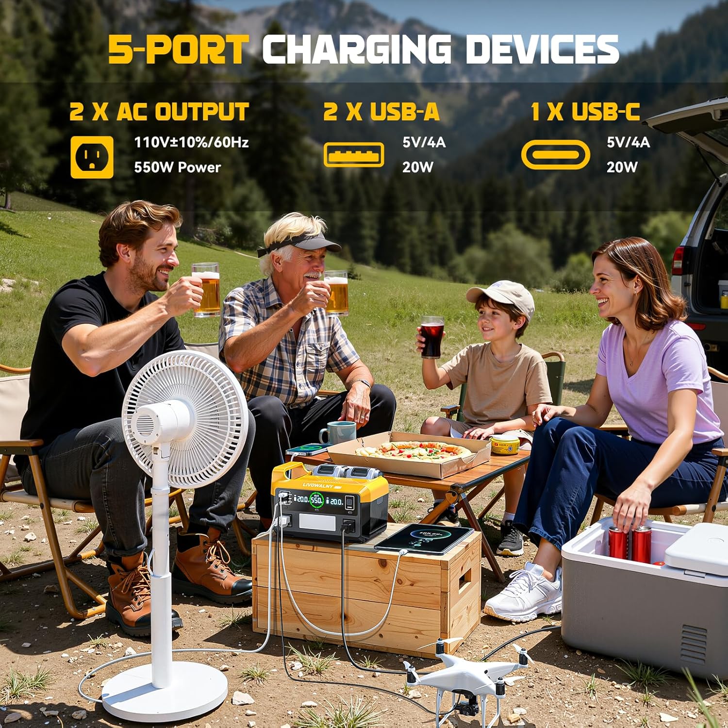 Detalle de LIVOWALNY DC 20V 550W Portable Power Station