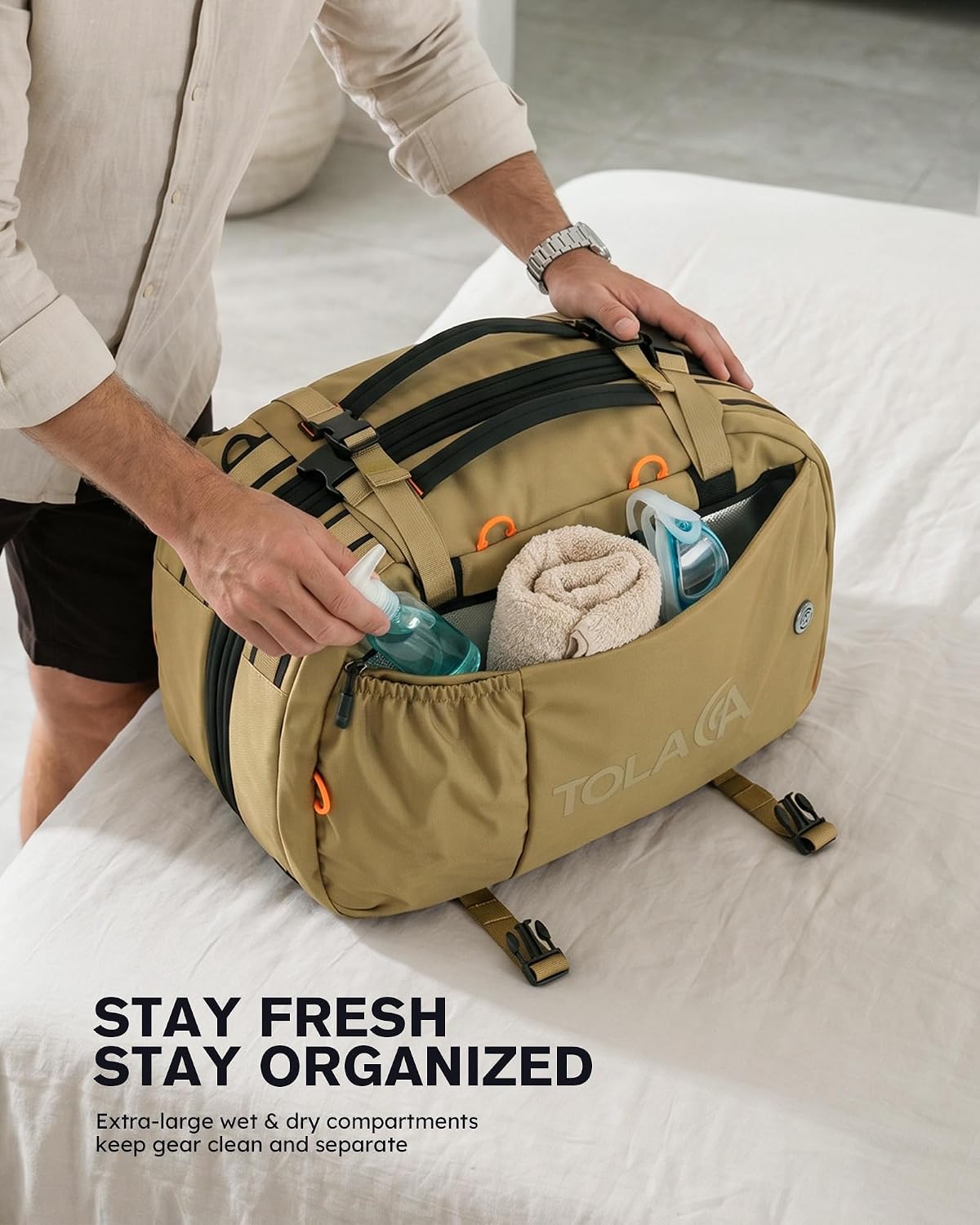 Thumbnail 3 de Tolaccea Travel Backpack 40-50L: Expandable Carry-On with Wet/Dry Compartment for 15.6" Laptop
