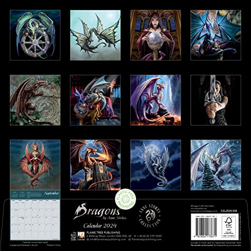 Detalle 2 de Dragons by Anne Stokes Wall Calendar 2024 📅