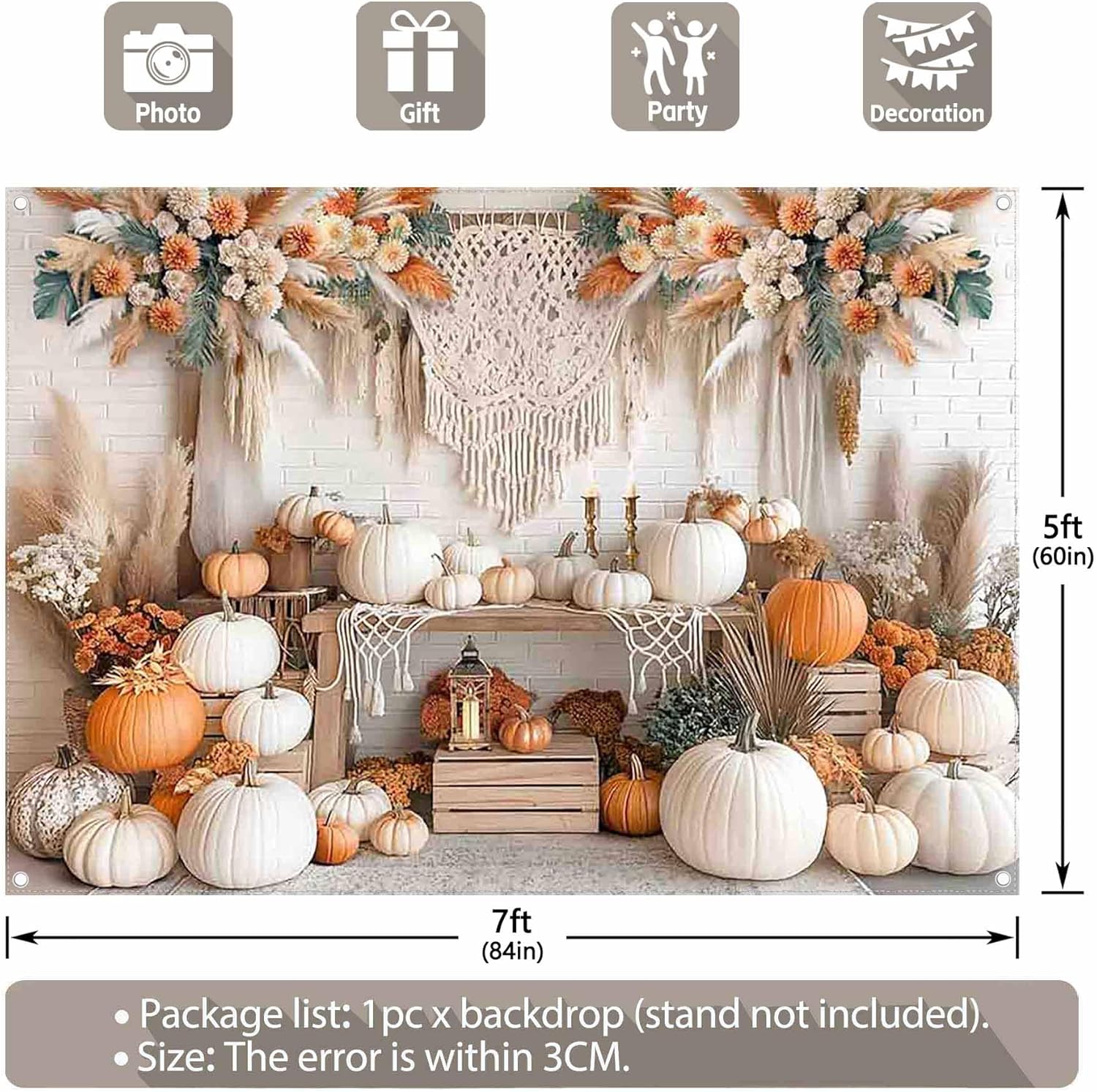 Thumbnail 2 de Luminora 7x5ft Autumn Bohemian Backdrop 🎭