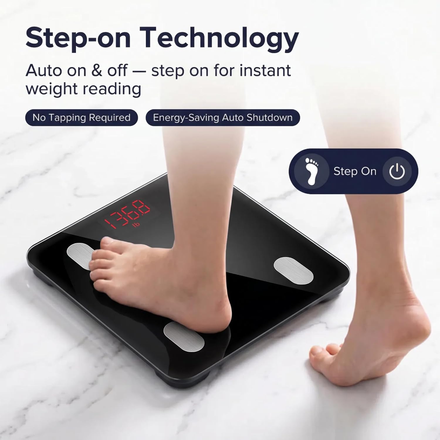 Detalle 2 de HomeFashion HFitness Balance : Pèse-Personne connecté avec 19 indices et appli Bluetooth