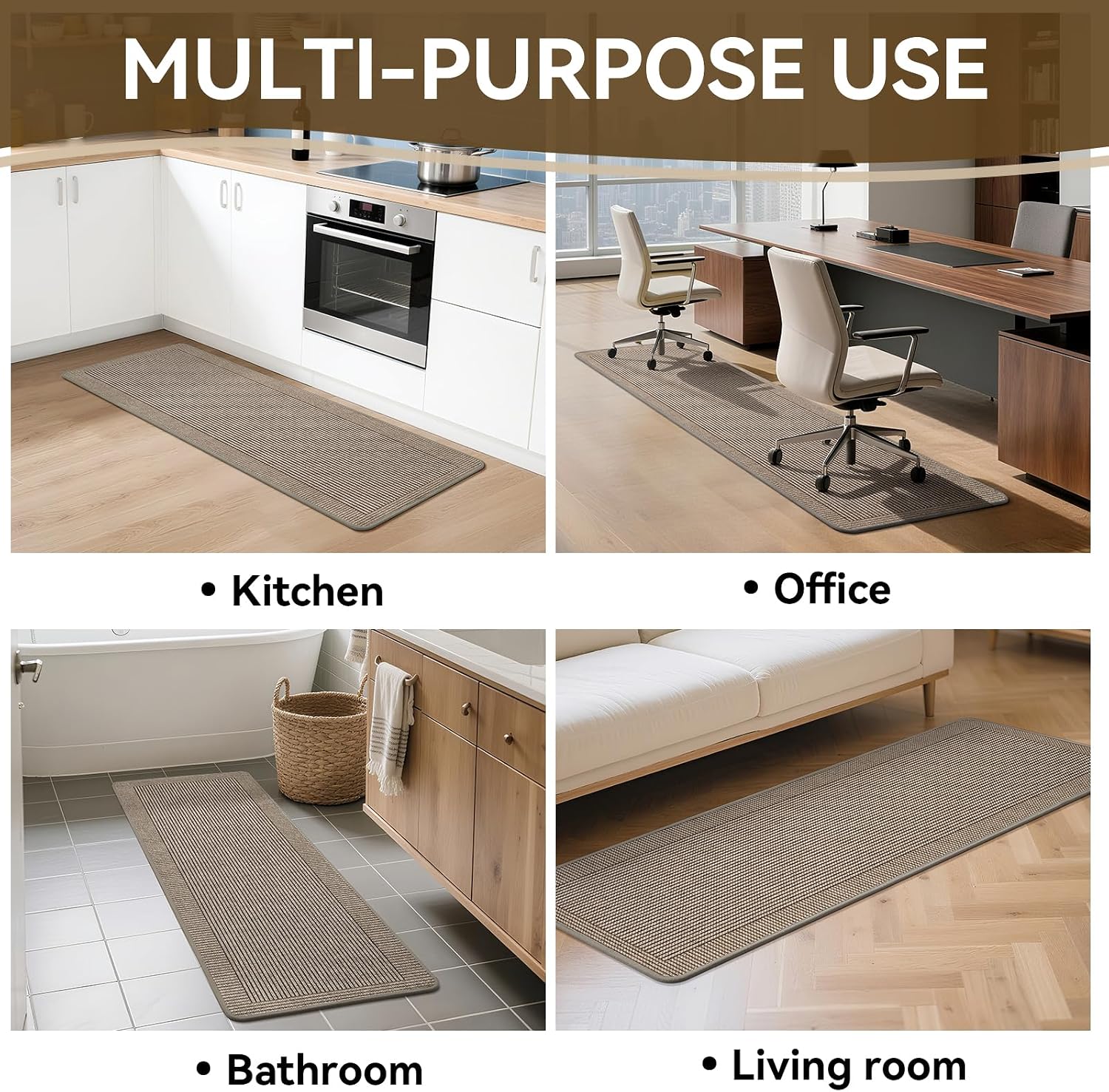 Thumbnail 6 de QiCaiJia Kitchen Rug Set, Brown