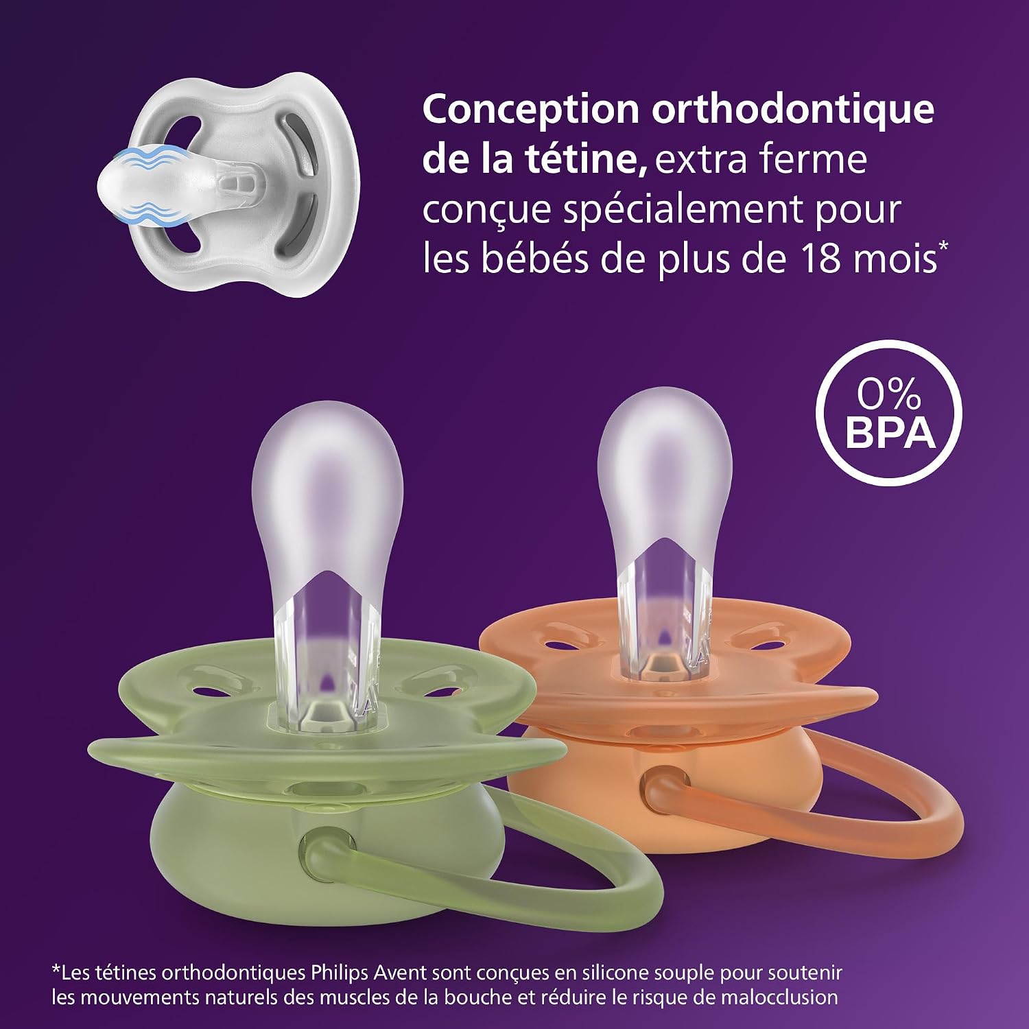 Thumbnail 2 de Philips Avent sucettes ultra-douces SCF093/07 – Tétines orthodontiques 18 mois+, lot de 4 avec étuis stérilisants