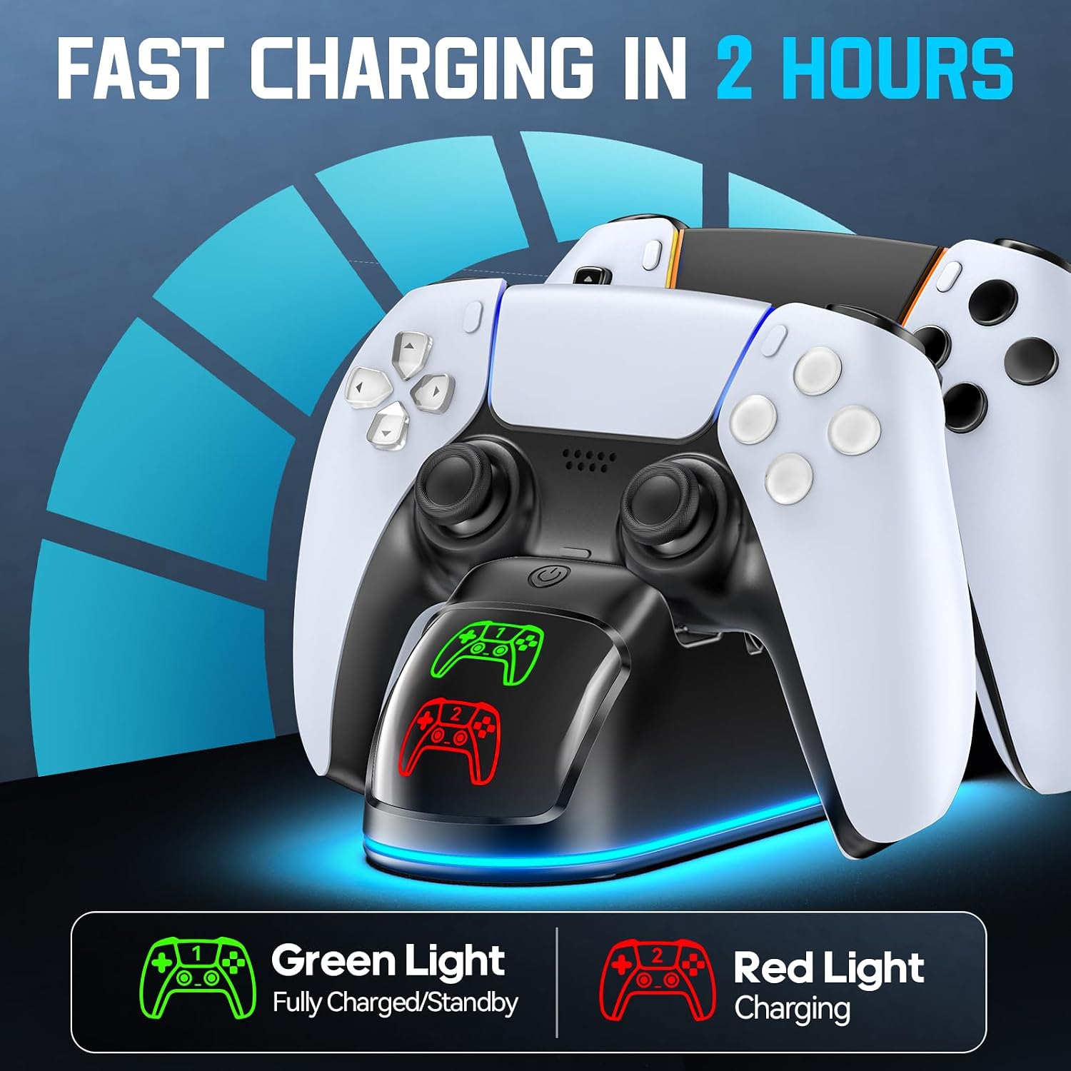 Detalle de RGB PS5 Ladestation 2x Controller 2h Ladezeit