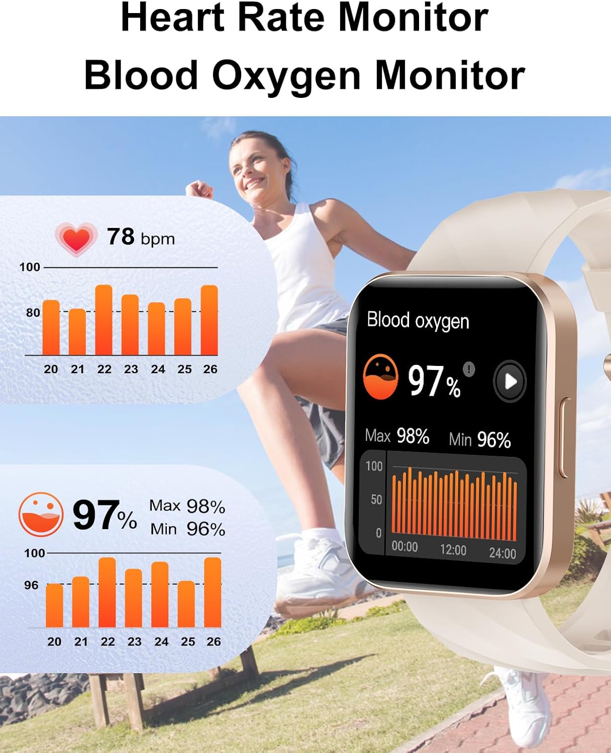 Thumbnail 3 de Dakofied Smartwatch uomo/donna con chiamate Bluetooth, cardiofrequenzimetro e SpO2, impermeabile IP68